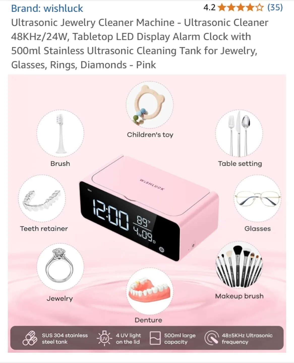Wishluck Jewelry Cleaner Machine - Pink image indicator(6)