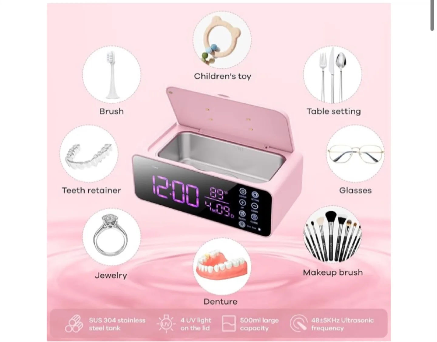 Wishluck Jewelry Cleaner Machine - Pink image indicator(8)