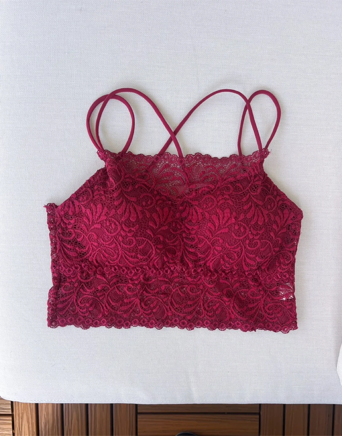 Burgundy Lace Bralette-Size S thumbnail