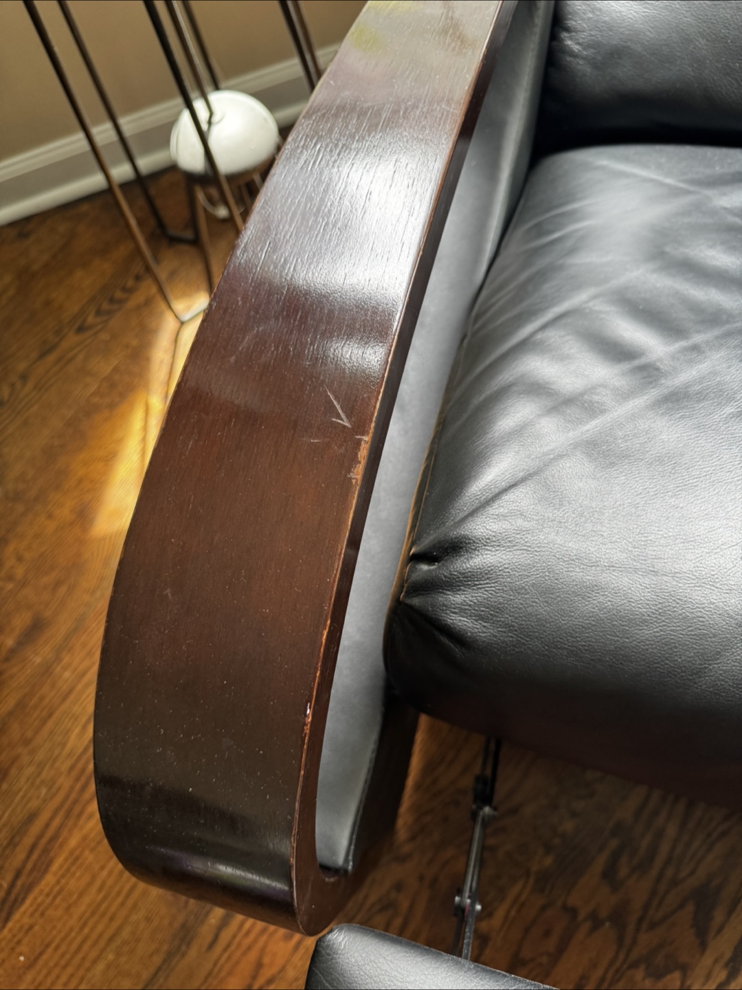 Black Leather reclining Lounge Chair w - photo 3