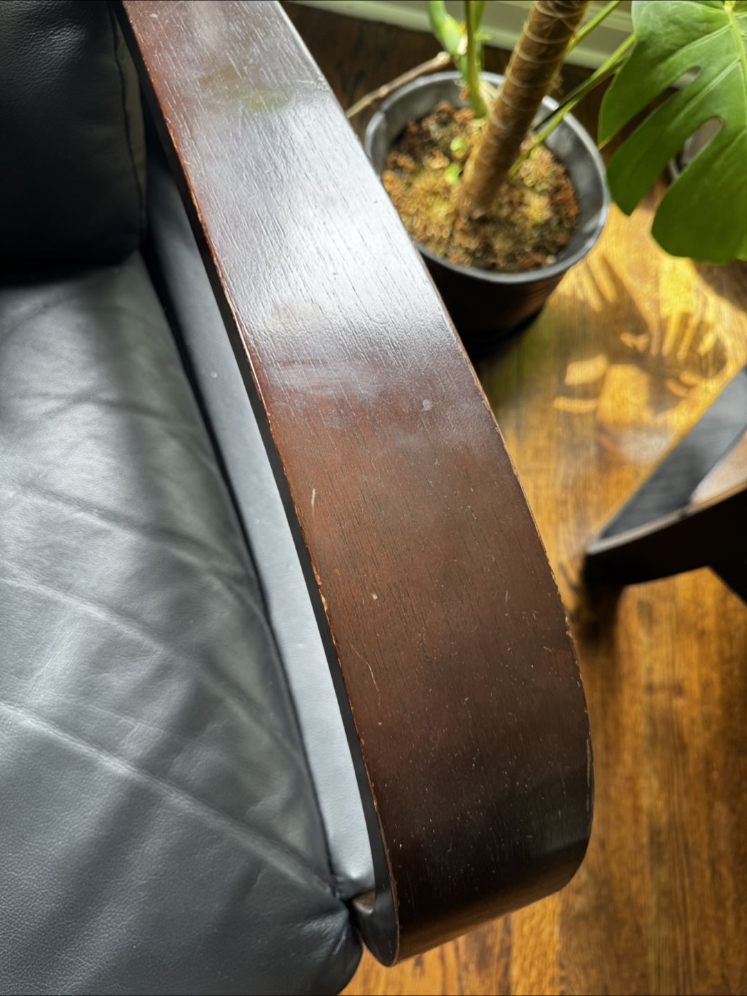 Black Leather reclining Lounge Chair w - photo 2