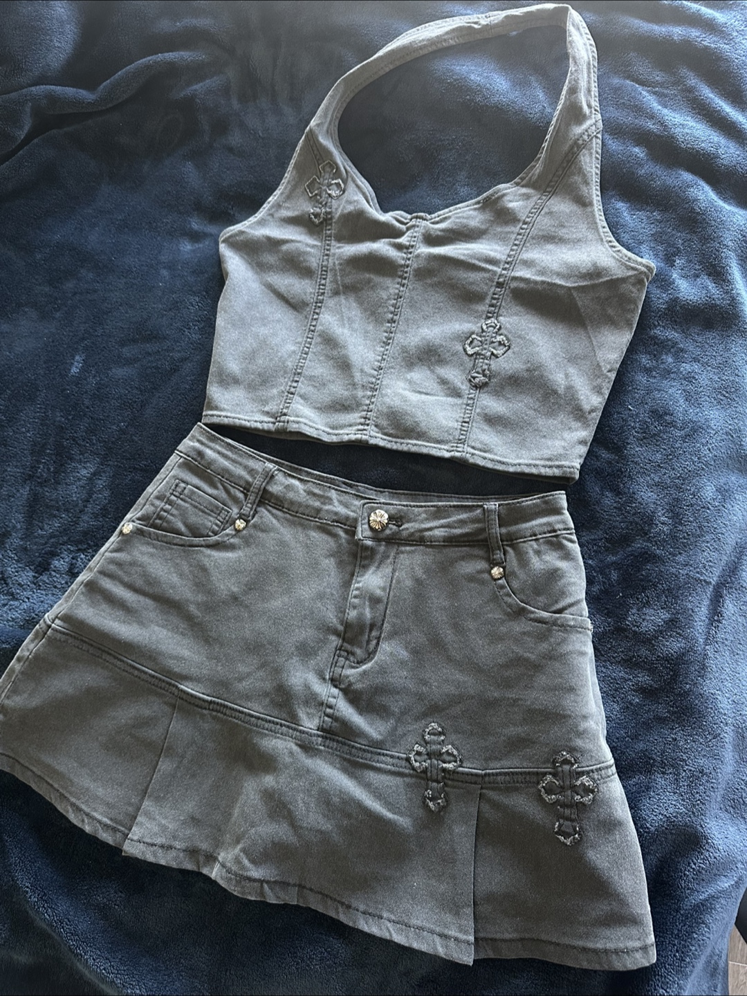 Grey Halter Top and Skirt Set - photo 3
