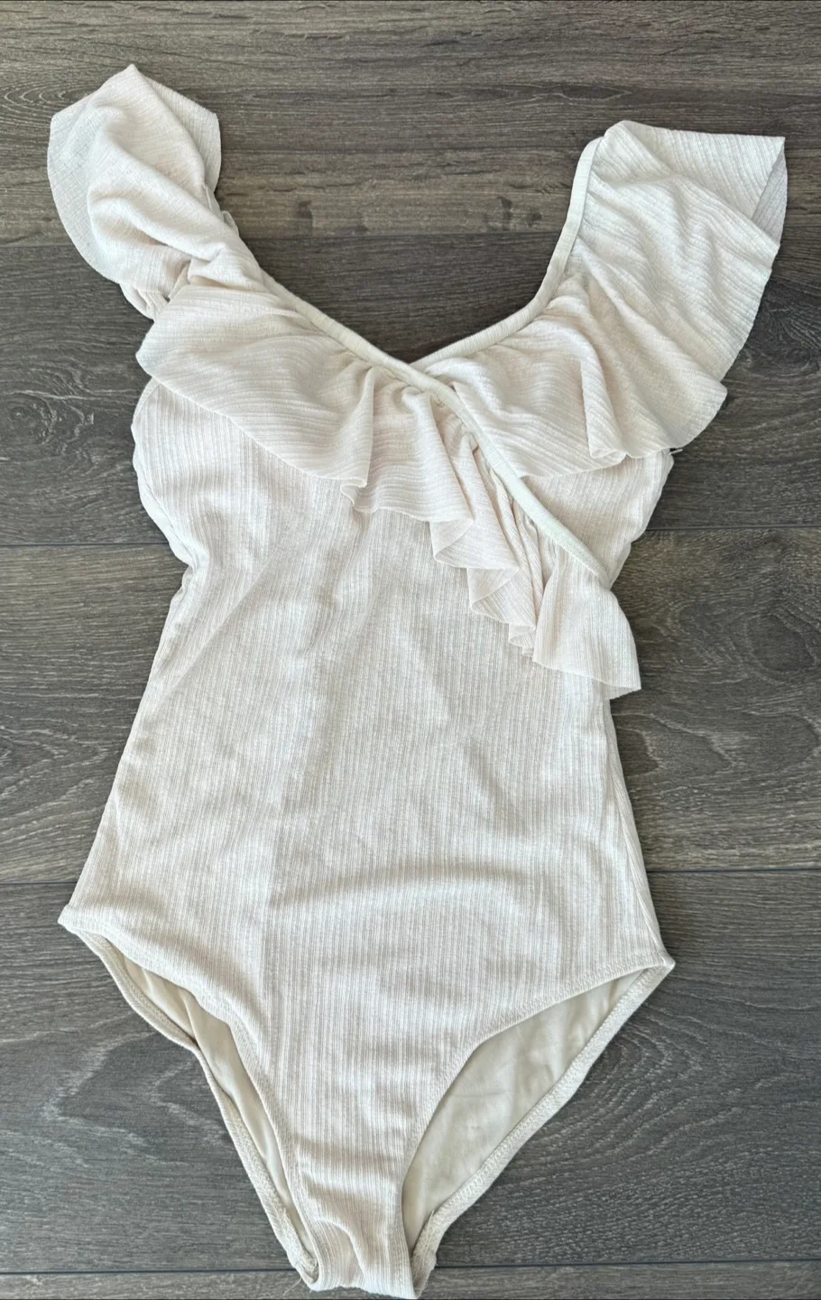 Ruffle swimsuit - Beige thumbnail