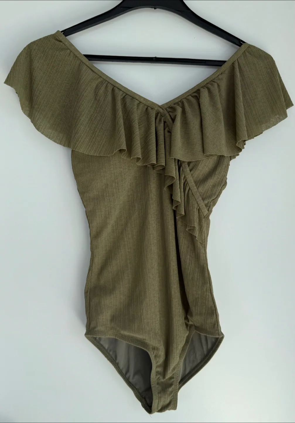 Olive Green Ruffled swimsuit thumbnail
