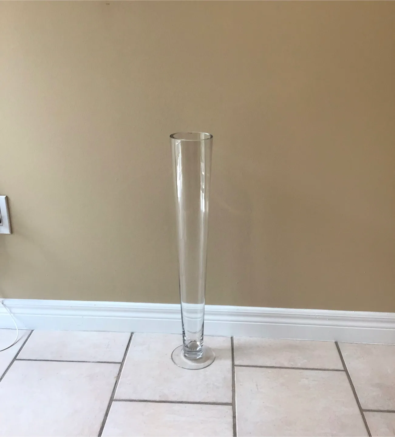 Tall Clear Glass Trumpet Vase image indicator(2)
