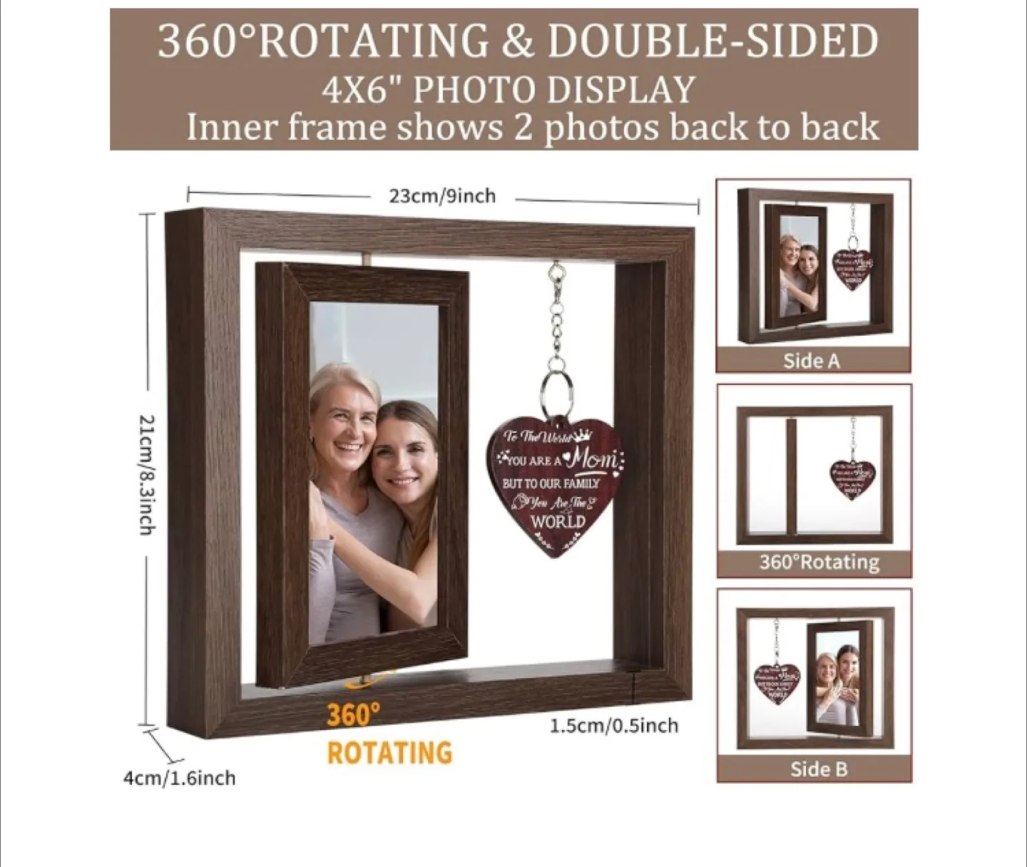 360° Rotating 4x6" Double-Sided Photo Display thumbnail