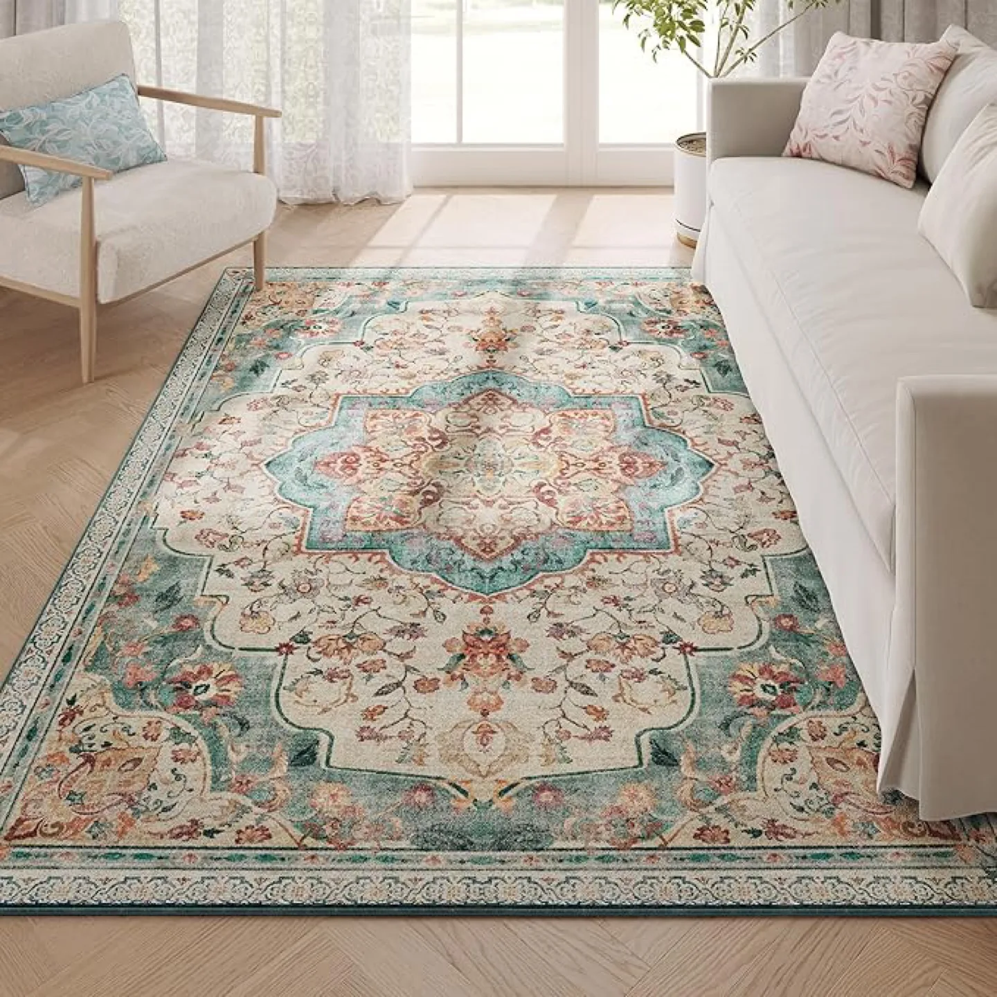 Floral Area Rug - Soft & Stylish 5’x7’ thumbnail