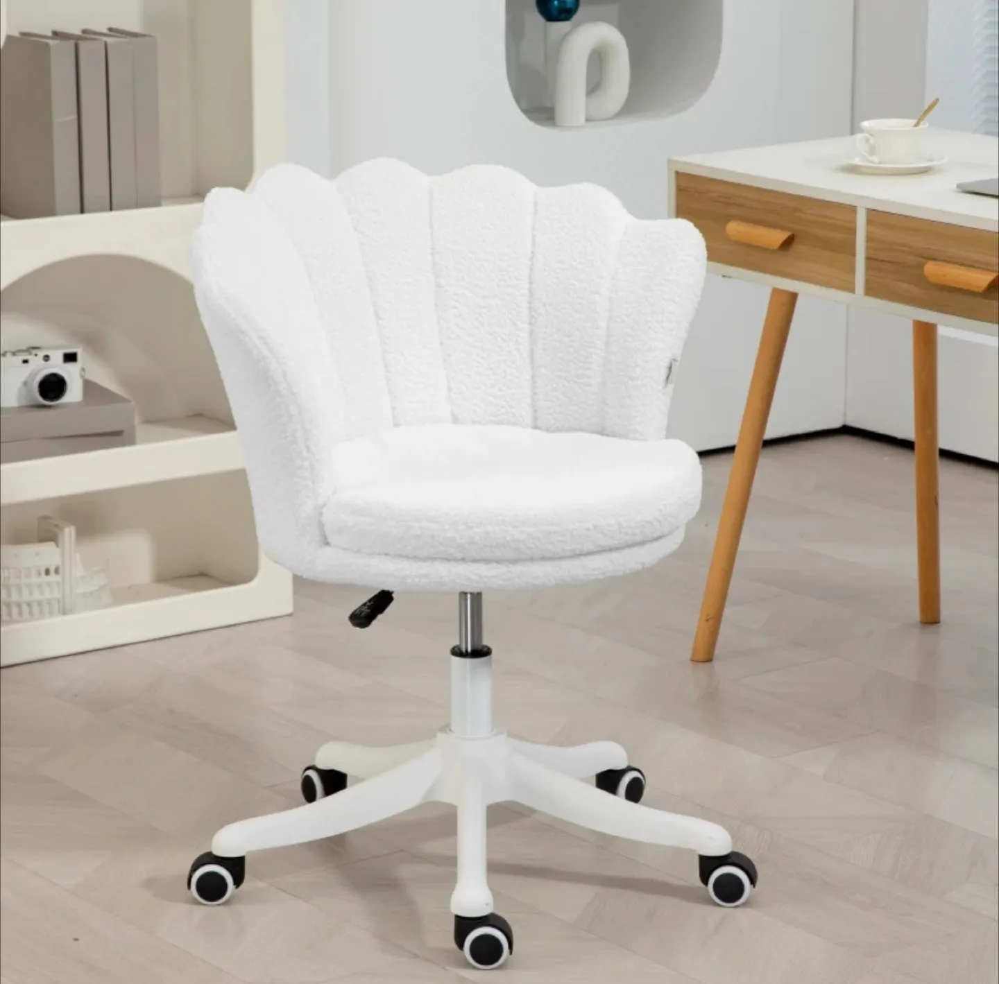 ADJUSTABLE HEIGHT FLEECE SWIVEL OFFICE CHAIR thumbnail