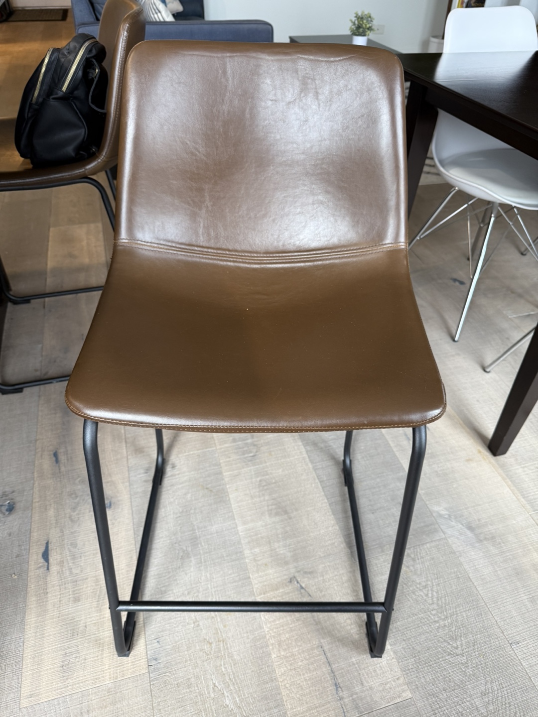 MOVING SALE - 2 Brown Leather Bar Stools - photo 2