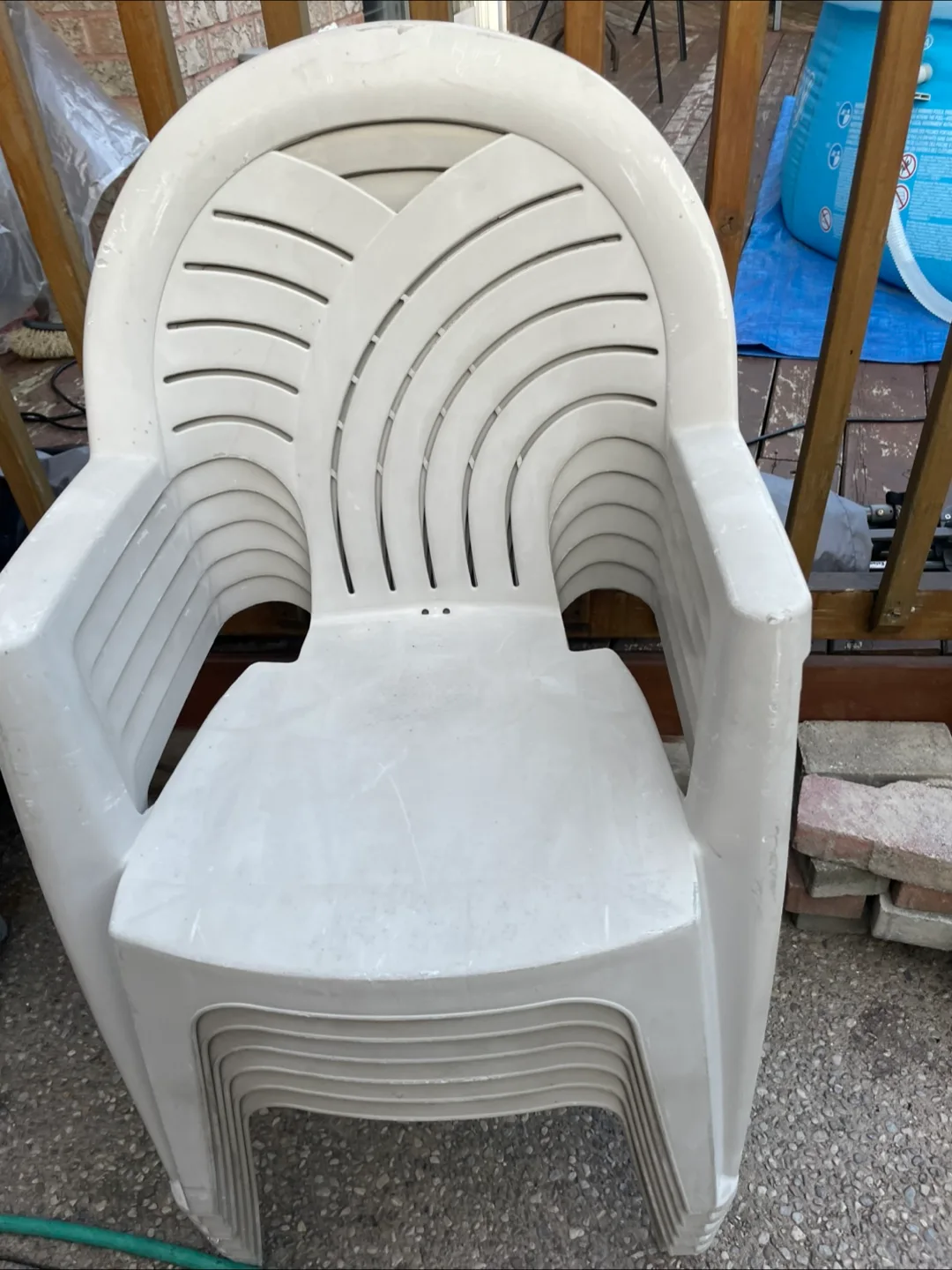 Stackable White Plastic Patio Chairs image indicator(2)