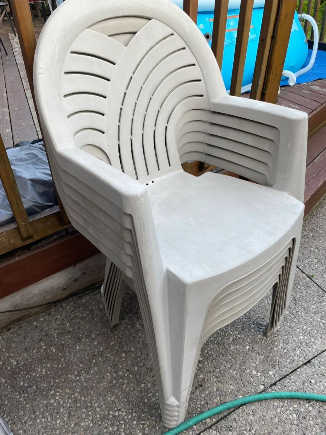 Stackable White Plastic Patio Chairs image indicator(3)