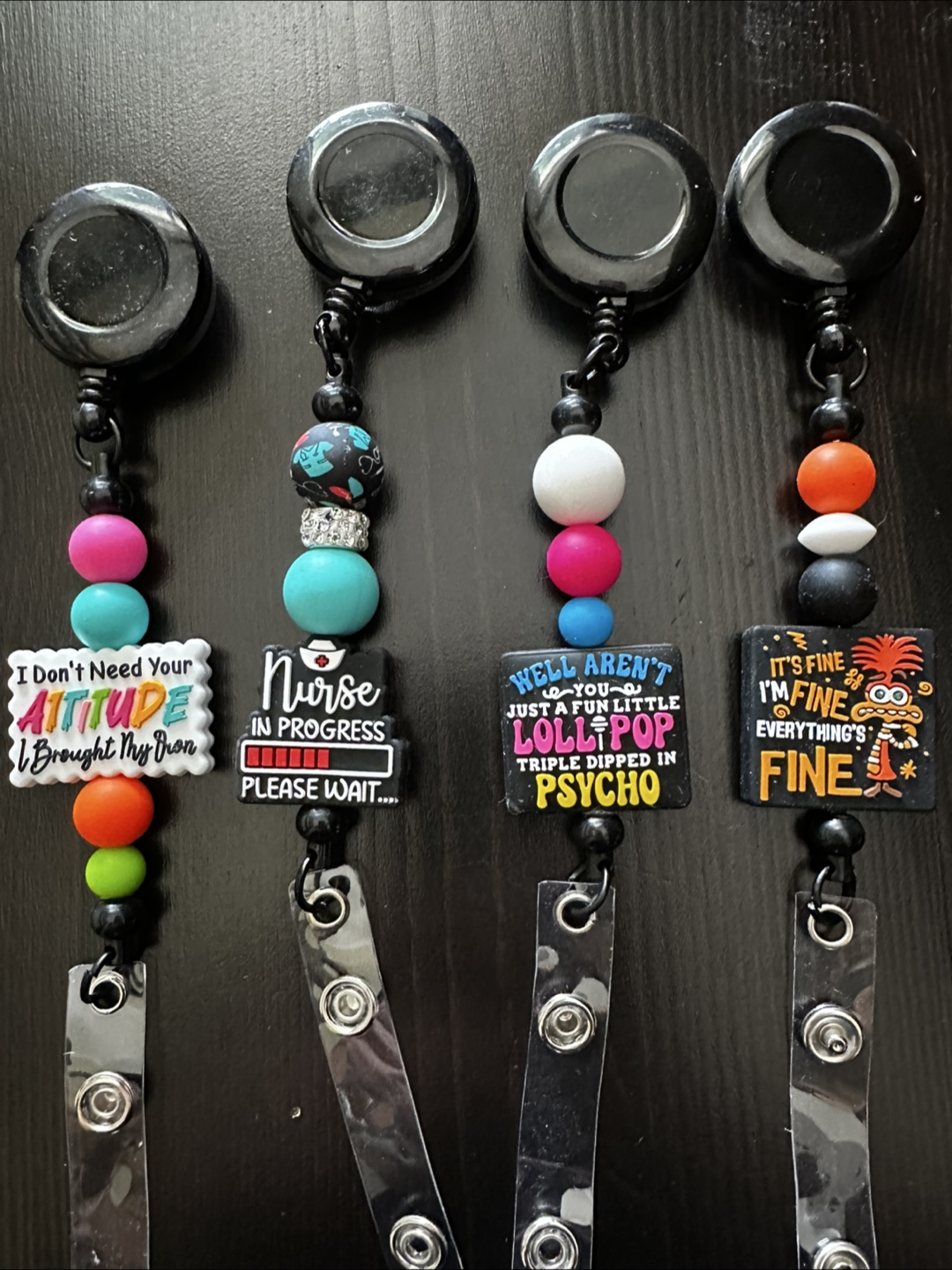 Handmade Beaded Badge Reels - Nurse/Teacher