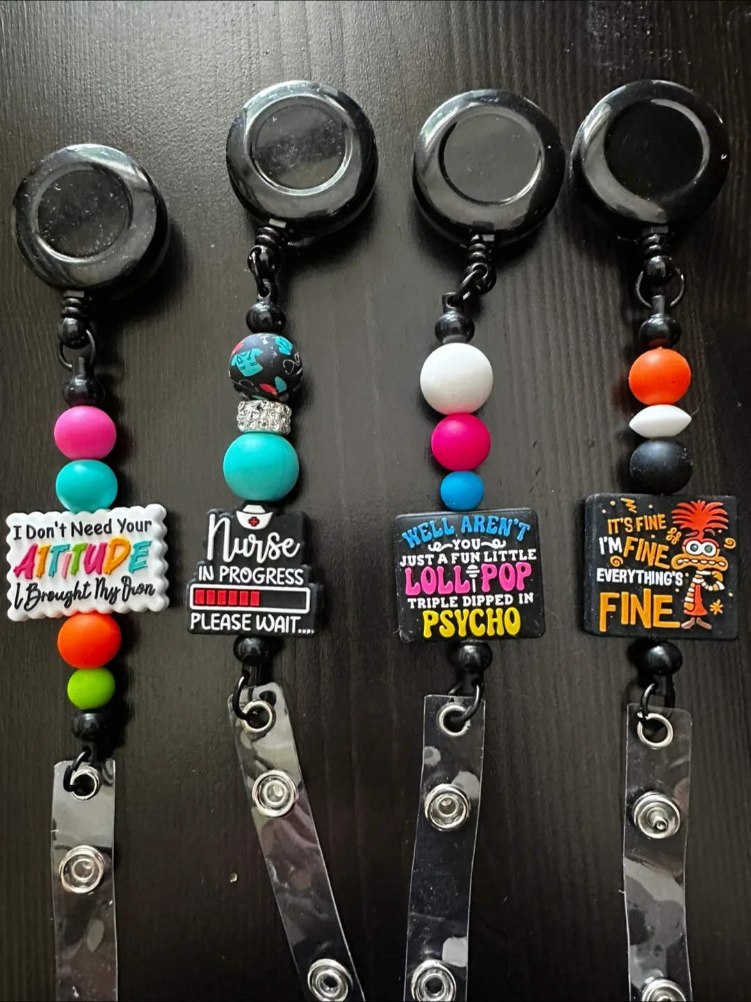 Handmade Beaded Badge Reels - Nurse/Teacher thumbnail