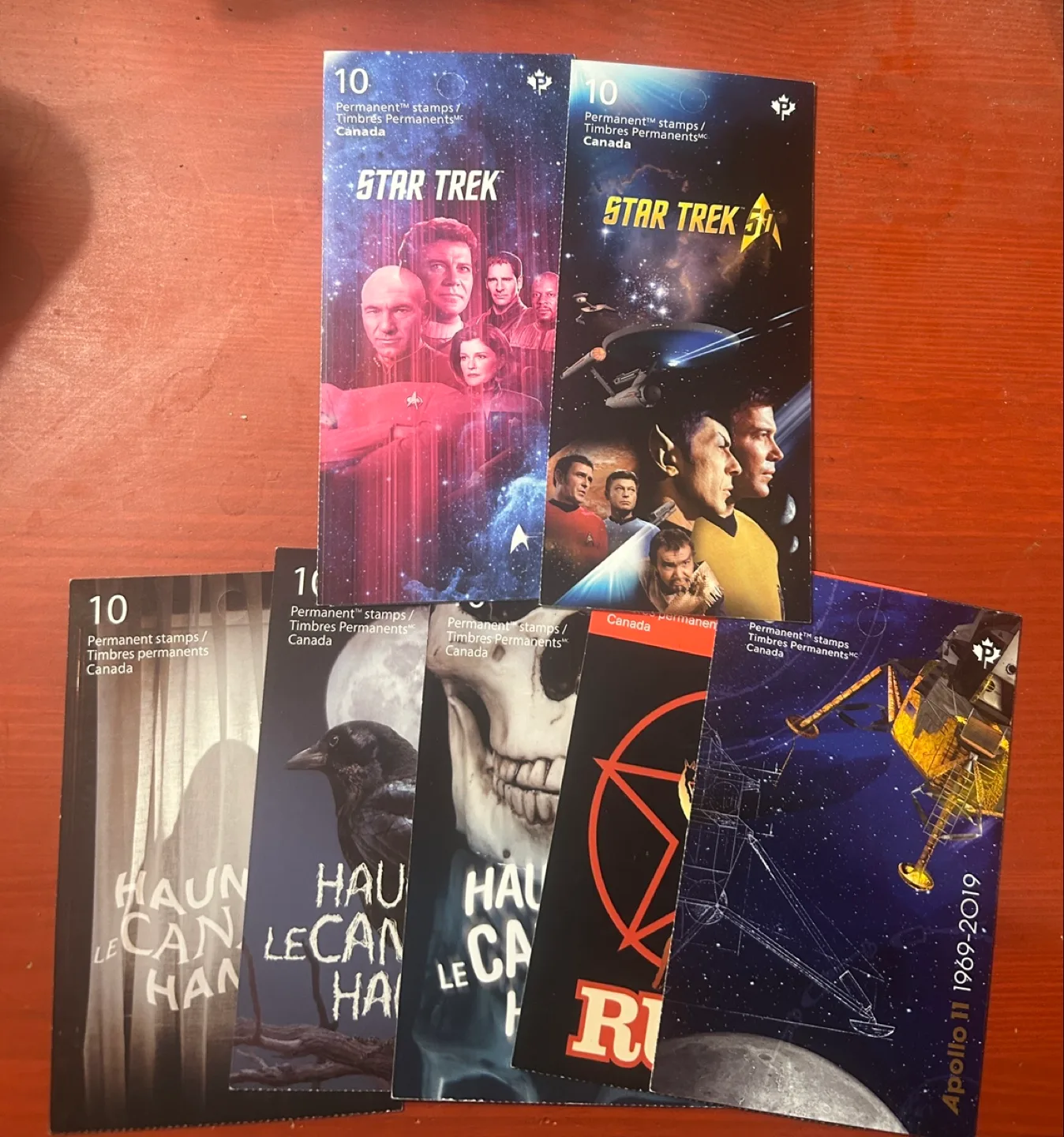 7x Canada Post P Stamp booklets 70 stamps Star Trek, Rush thumbnail