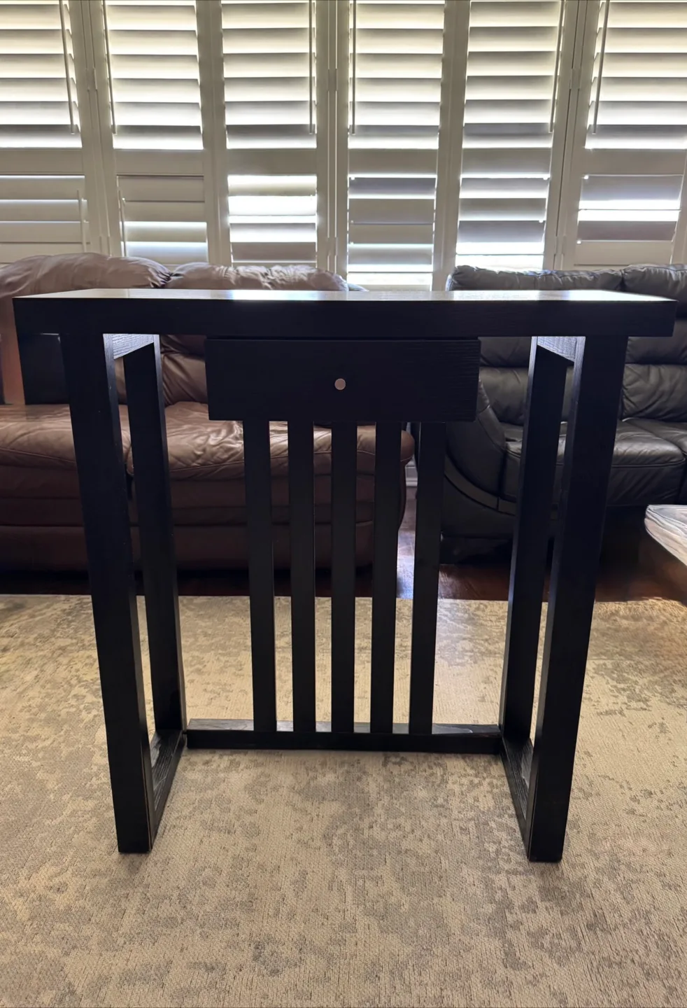 Black Wooden Side Table with Drawer thumbnail