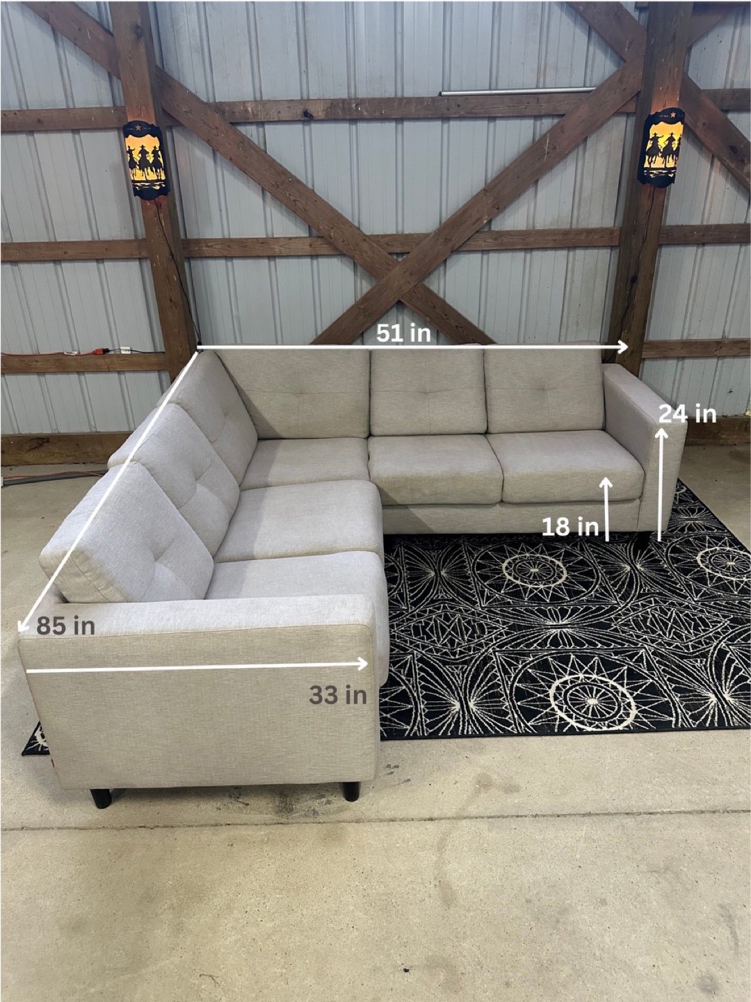 EQ3 Modern Sectional in Grey.