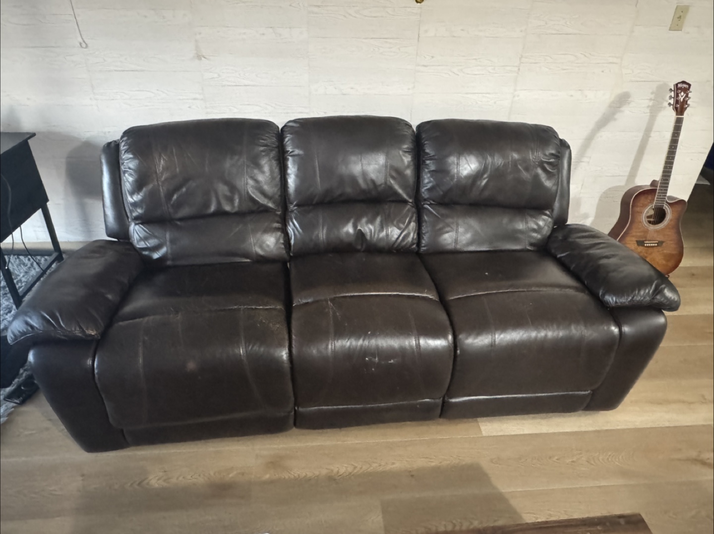 Brown Leather Reclining Sofa - photo 2