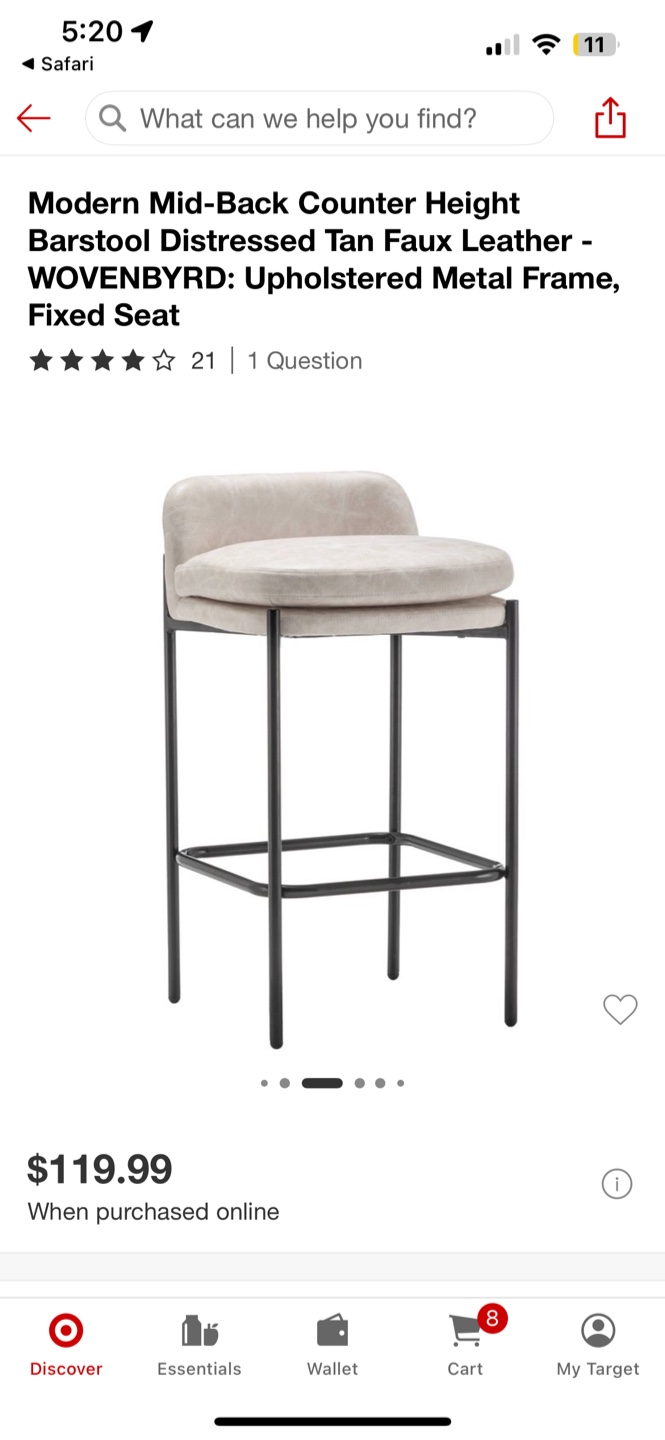 Wovenbyrd Tan Faux Leather Counter Height Barstools - photo 4