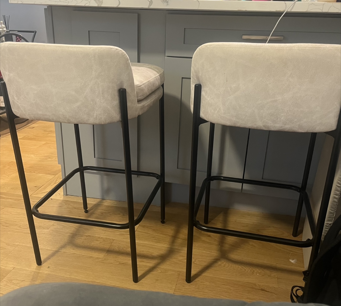 Wovenbyrd Tan Faux Leather Counter Height Barstools