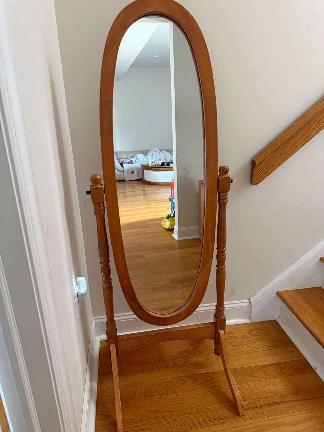Oval Cheval Mirror, Wood Frame thumbnail