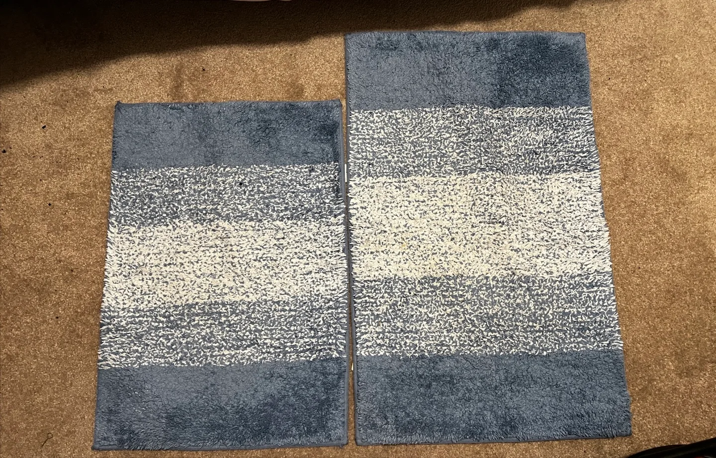 Blue & White Striped Bath Mat Set thumbnail