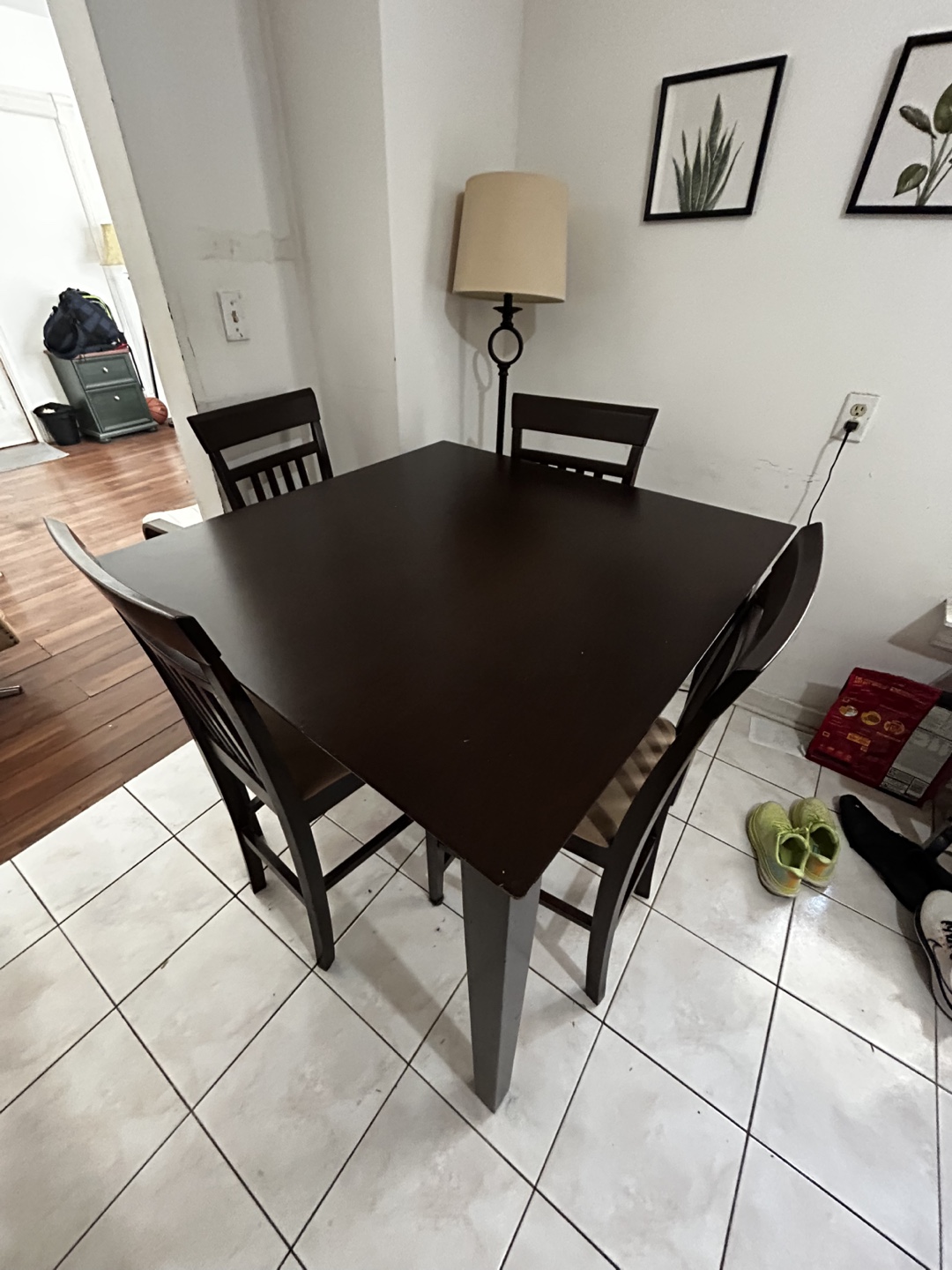 Dining Table with Four Chairs - Dark Wood