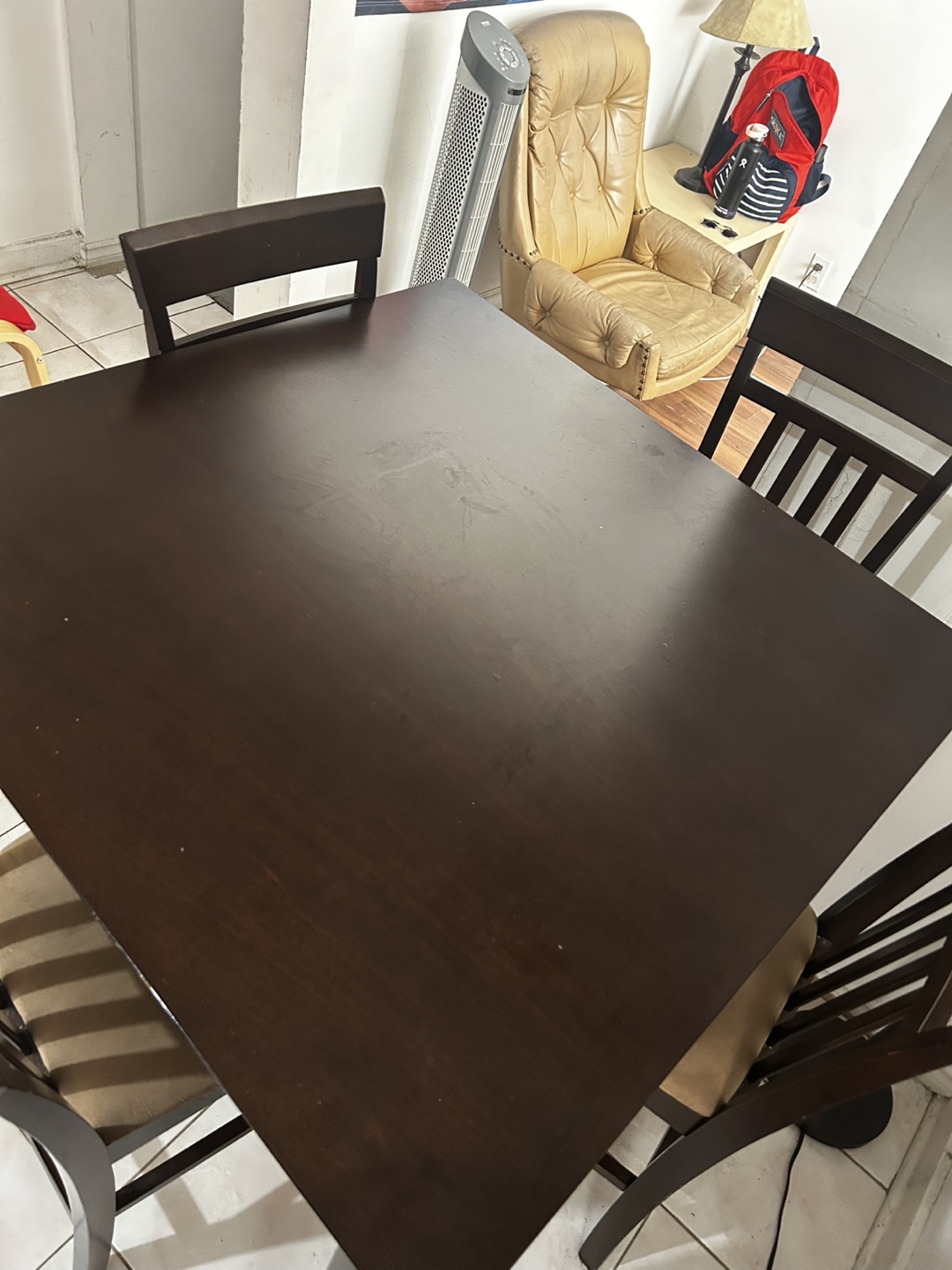 Dining Table with Four Chairs - Dark Wood - photo 4