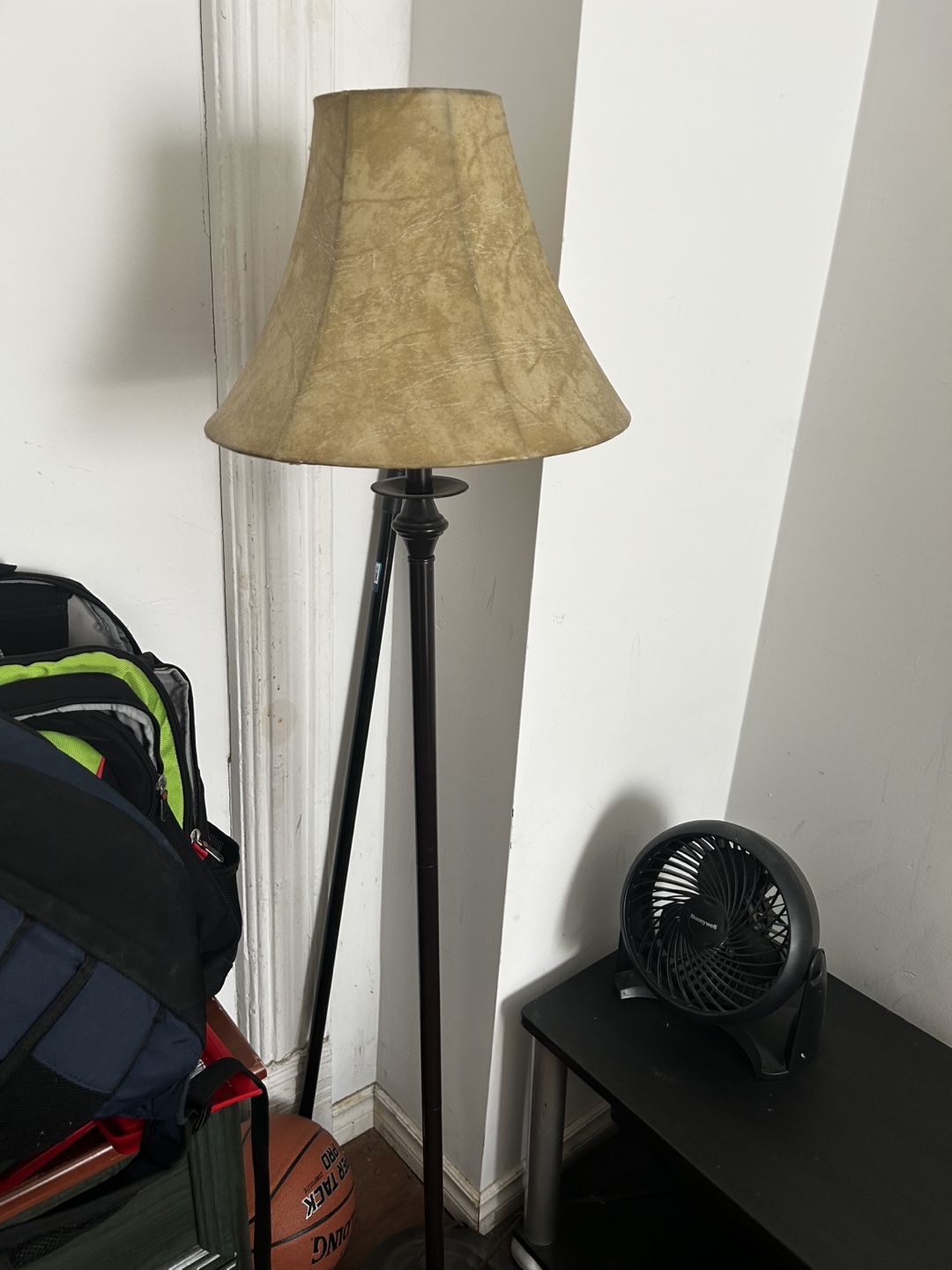 Floor Lamp - Beige Shade, Black Stand