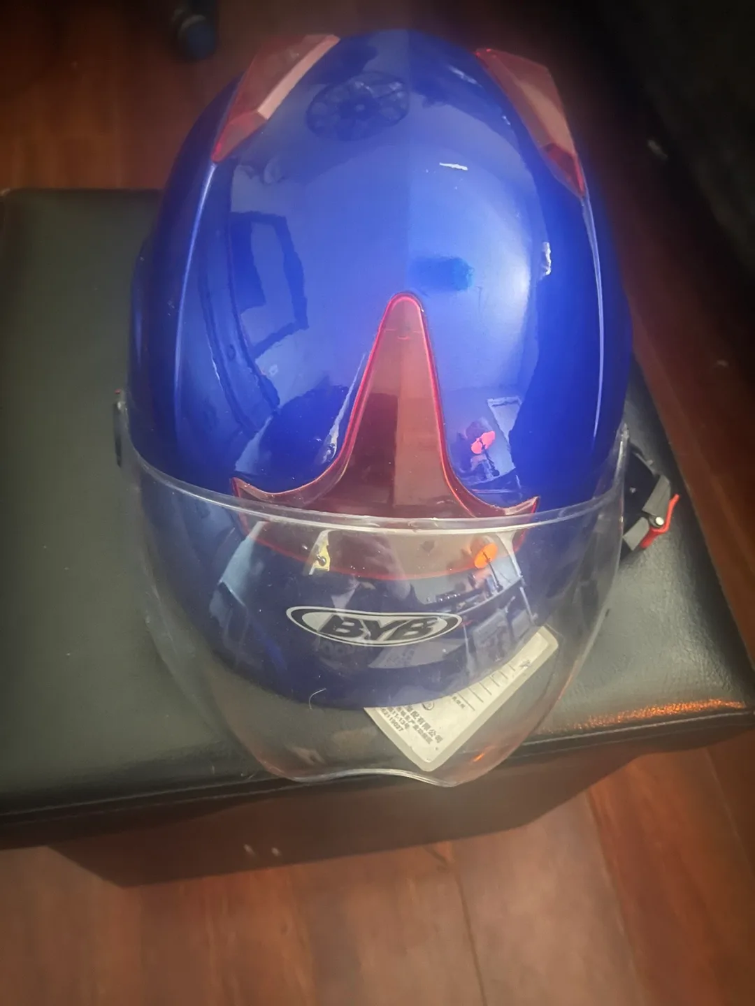 BYB Blue E bike Helmet and seat thumbnail