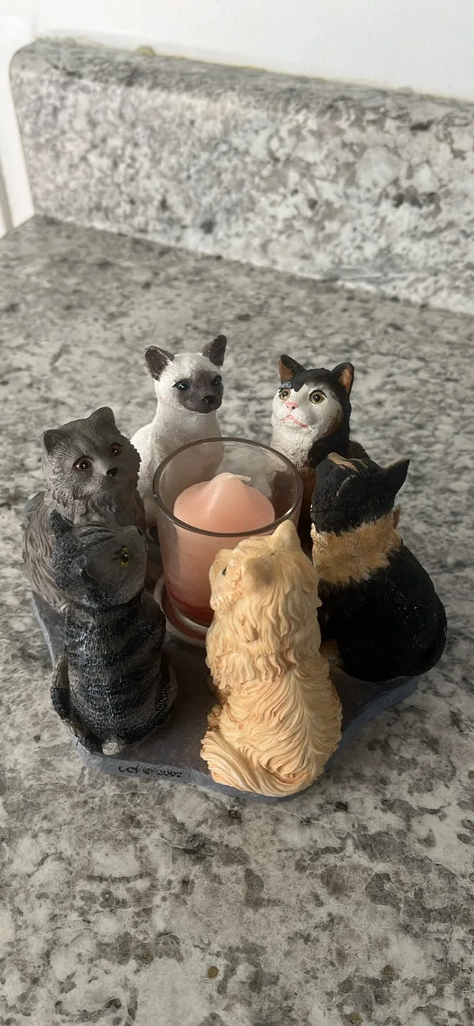 Cat Candle Holder Figurine thumbnail