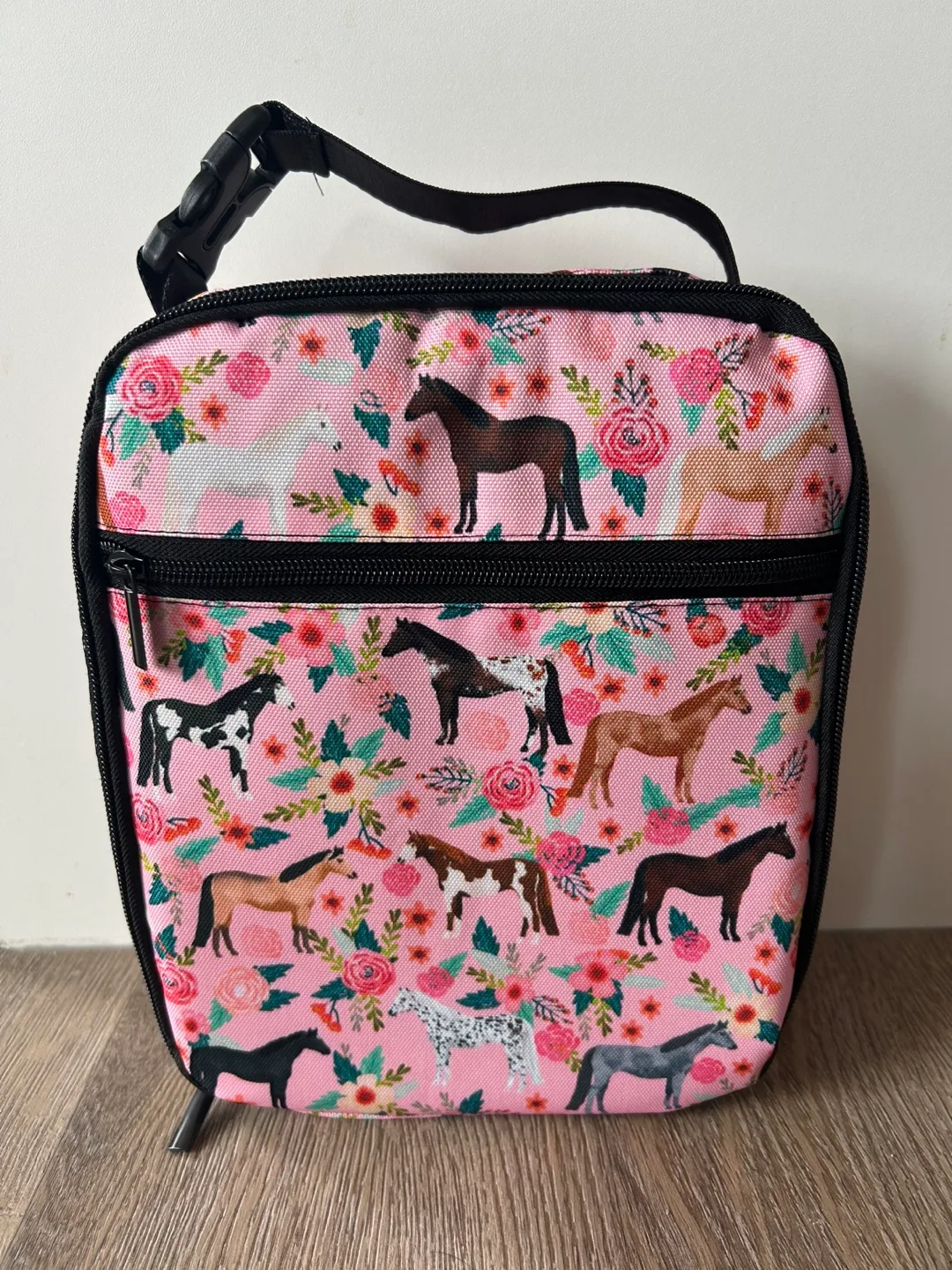 Girls Pink Horse Print Lunch Bag thumbnail
