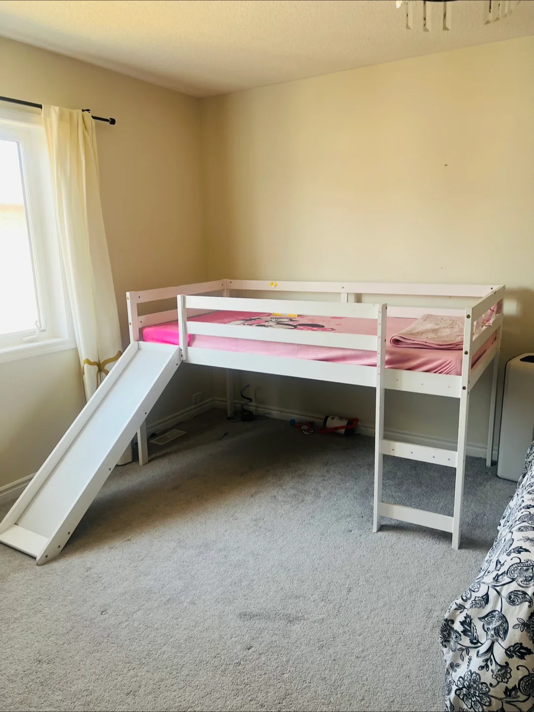 White Kids Loft Bed with Slide thumbnail