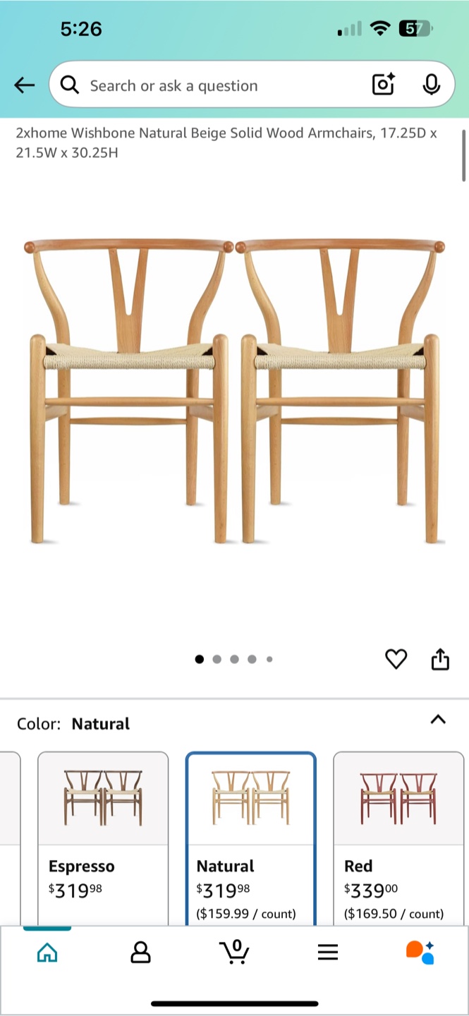 Wishbone Natural Beige Solid Wood Armchairs - photo 2