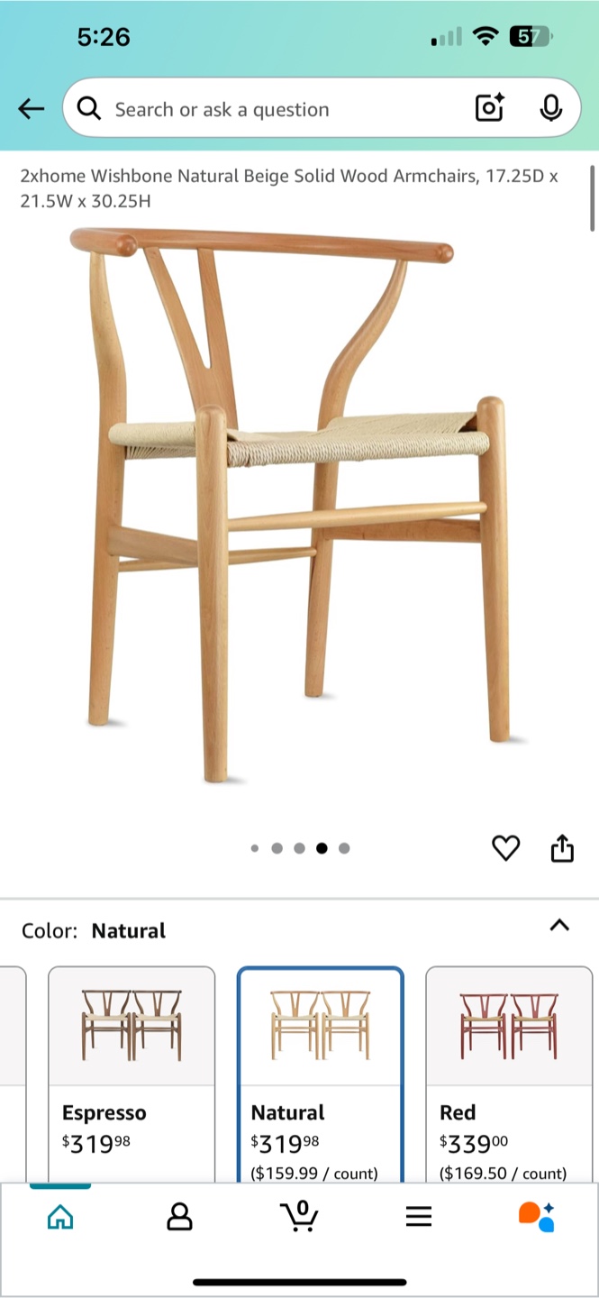 Wishbone Natural Beige Solid Wood Armchairs