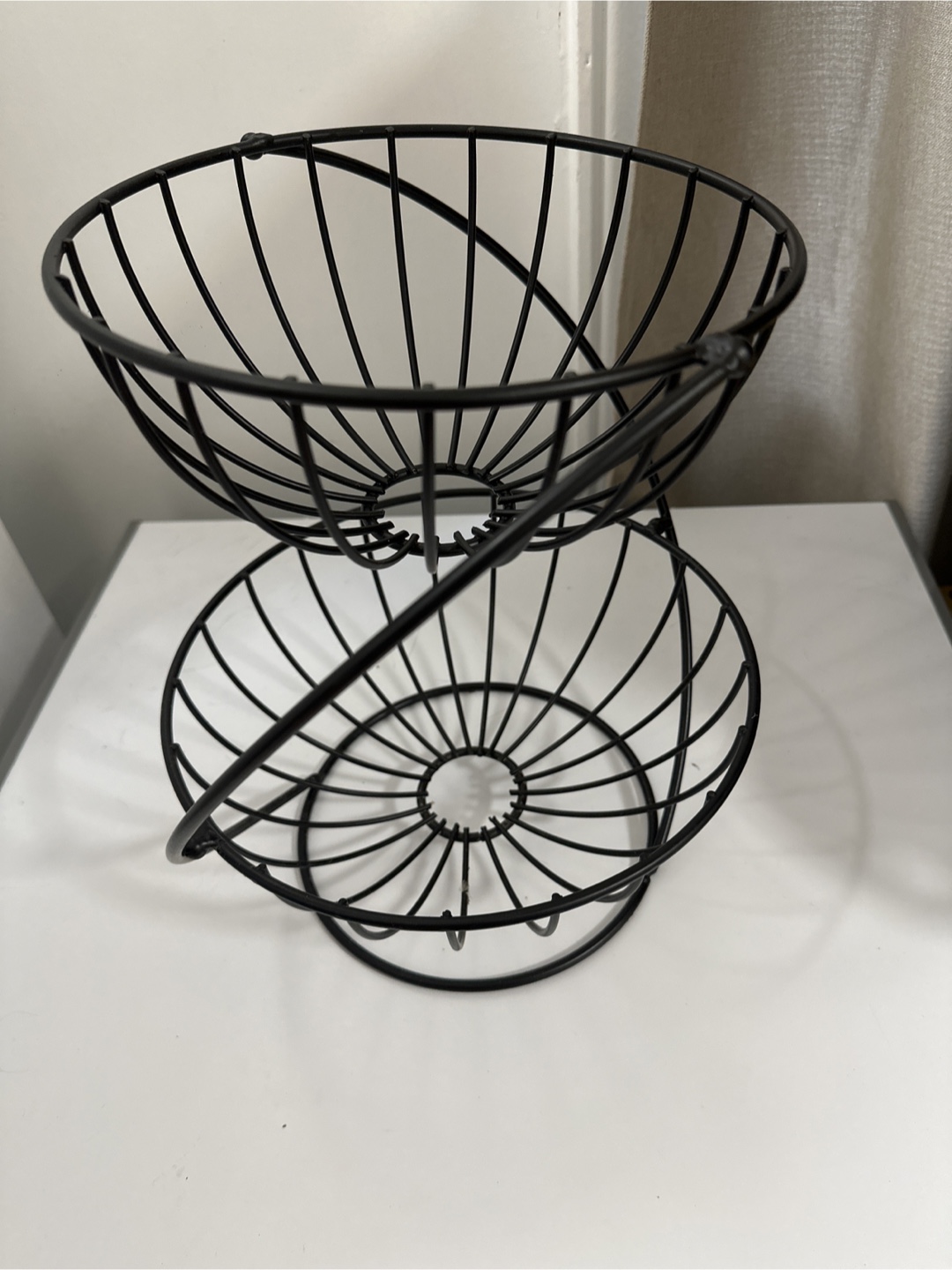 Black Metal Two-Tier Fruit Basket