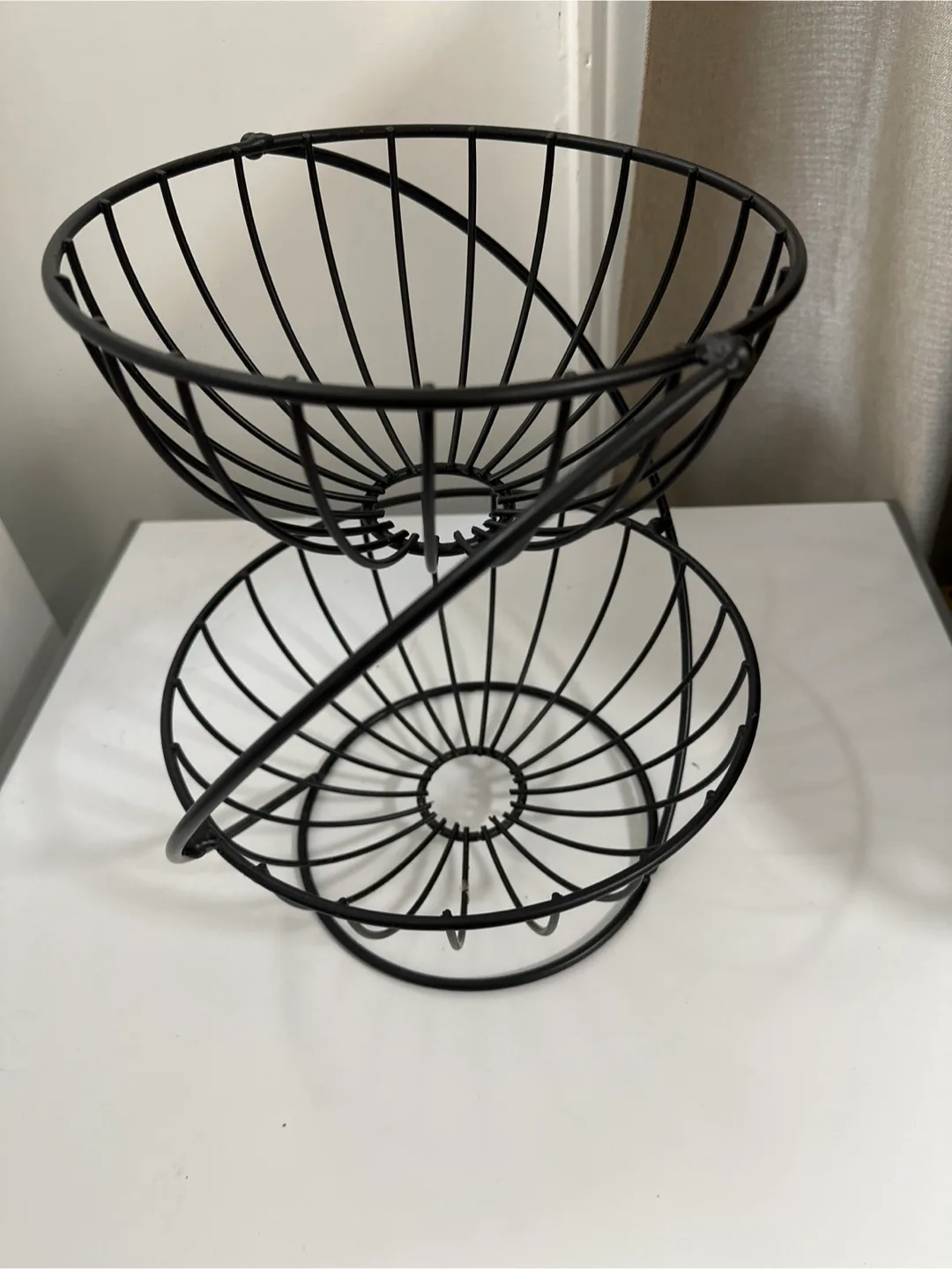 Black Metal Two-Tier Fruit Basket thumbnail