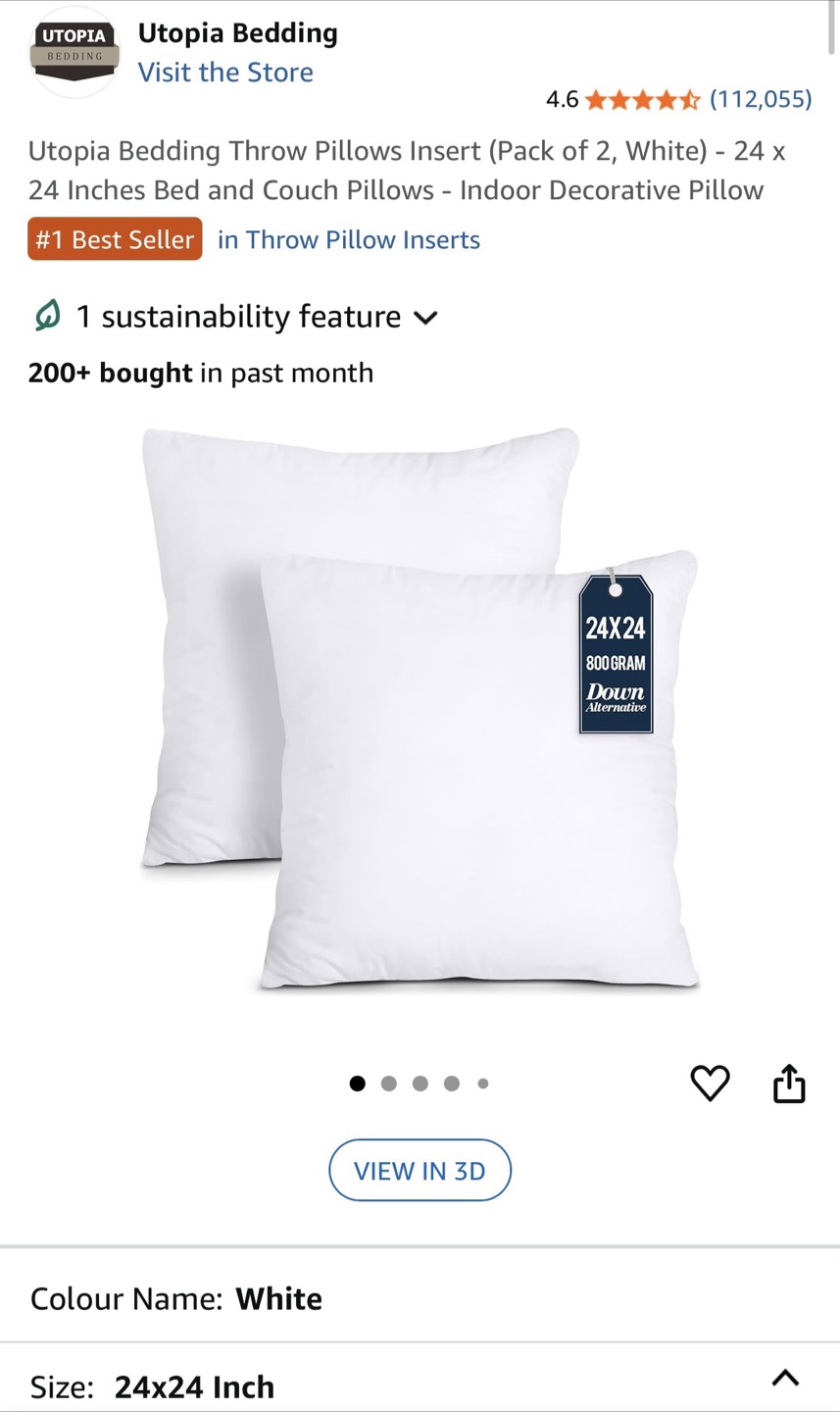 Throw Pillows Insert 24” x 24” - photo 2