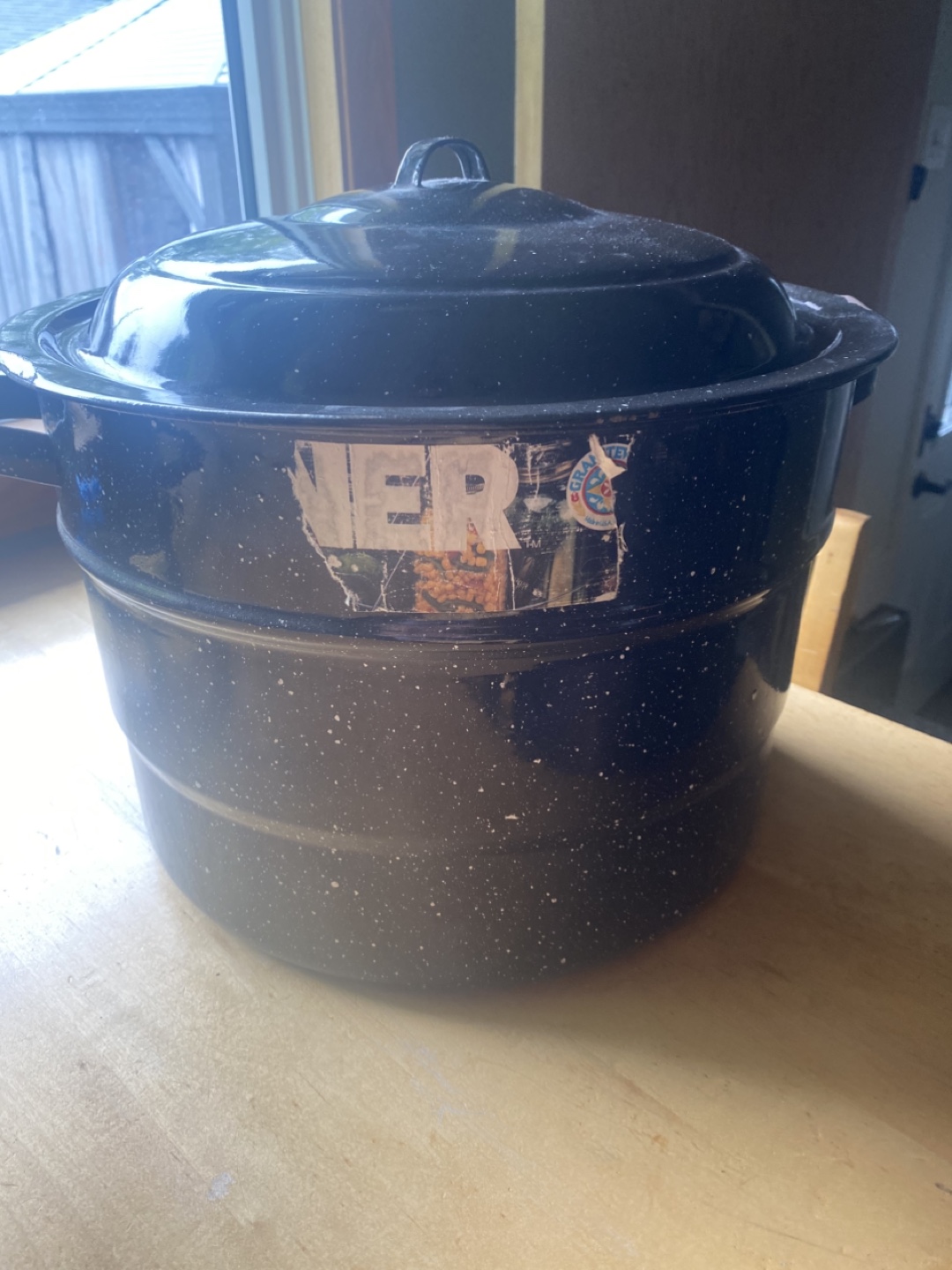 Vintage Granite Ware Canning Pot with Rack