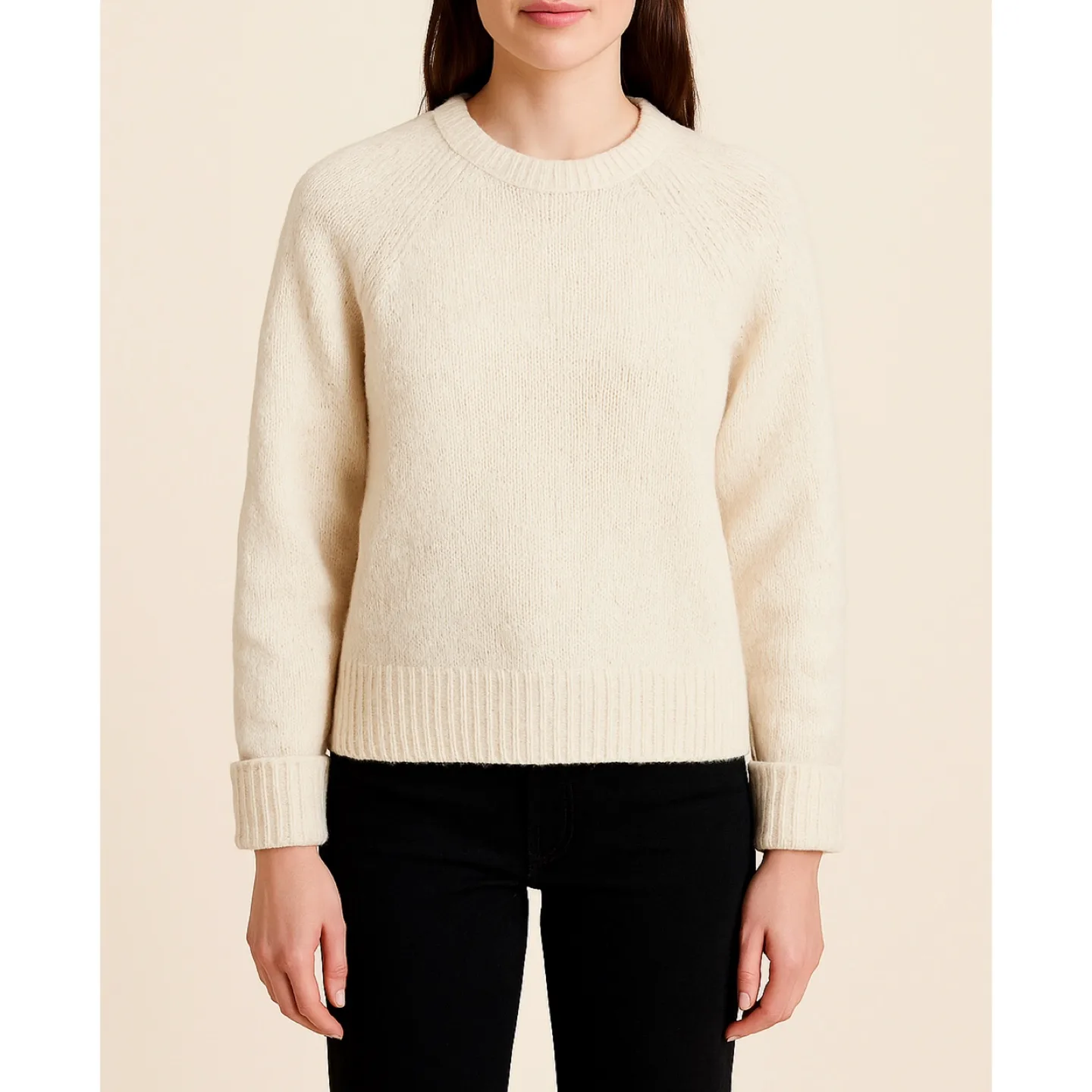 J. Crew Alpaca Cuffed Mockneck Sweater in Ivory thumbnail