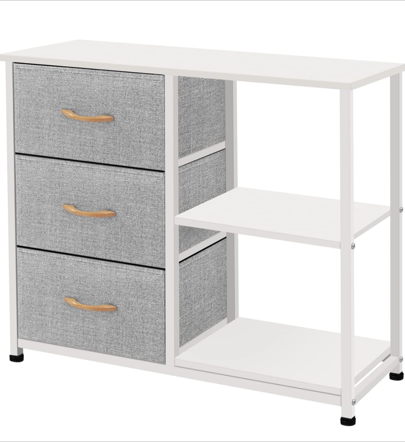 Storage Table 3 Gray Fabric Drawers
