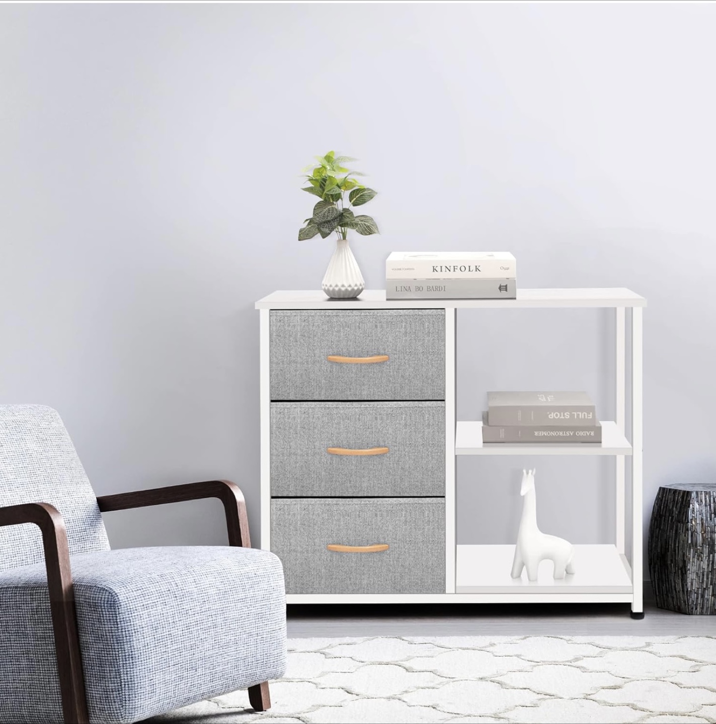 Storage Table 3 Gray Fabric Drawers - photo 2