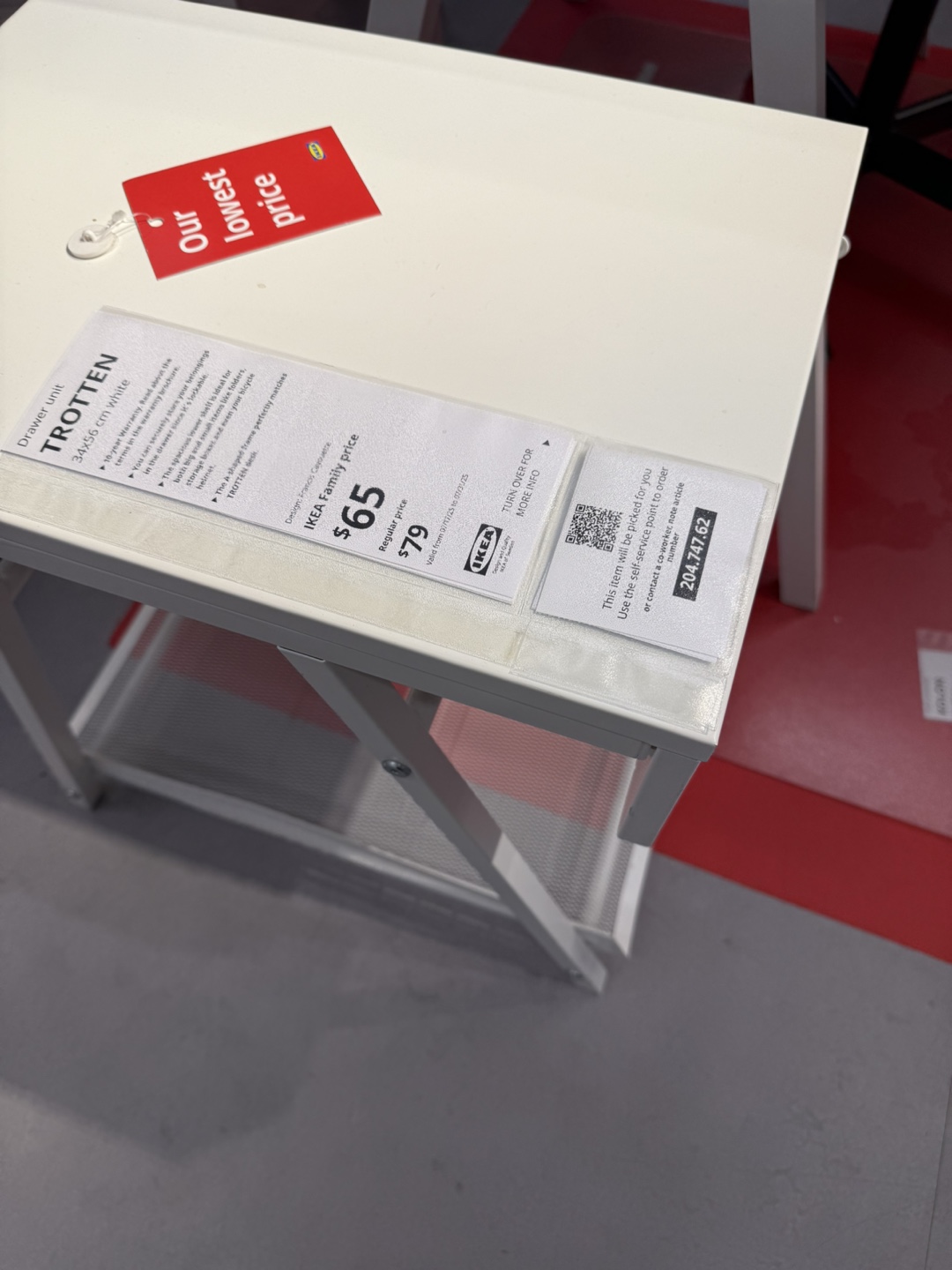 White Metal Side Table with Drawer - photo 2