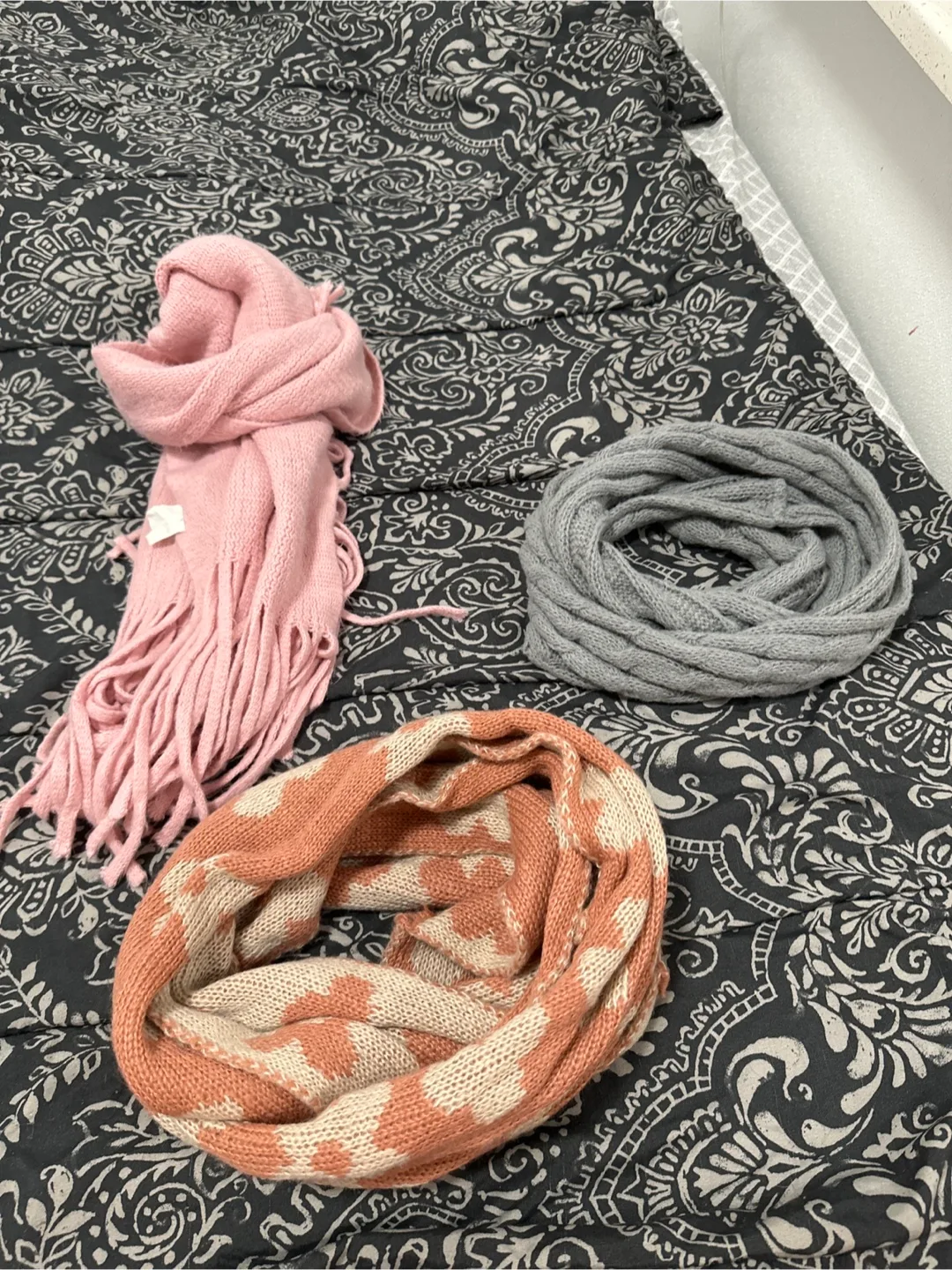 Assorted Scarves - Pink, Gray, Patterned thumbnail
