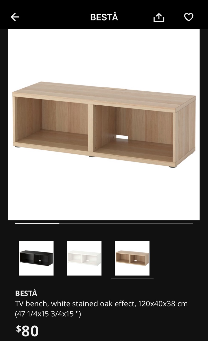 IKEA BESTÅ TV Bench, White Stained Oak Effect