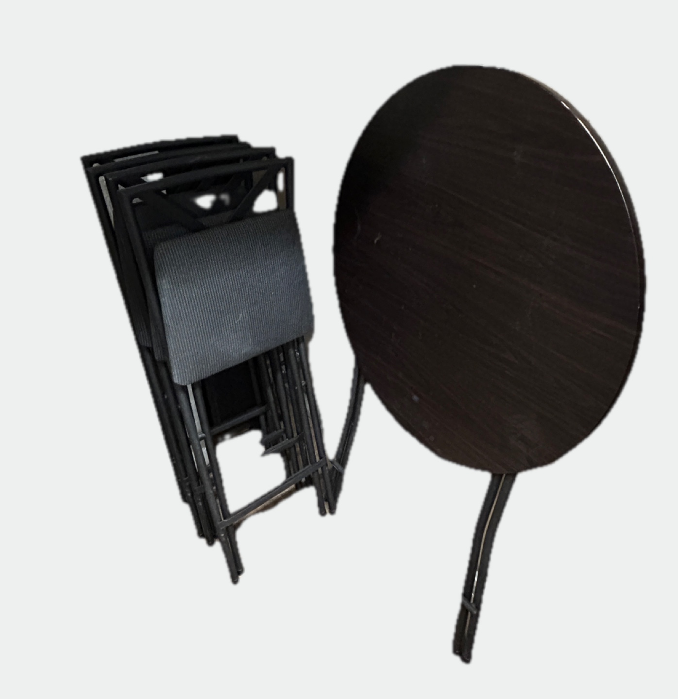 Folding Table and 4 Folding Chairs - Dark Brown/Black