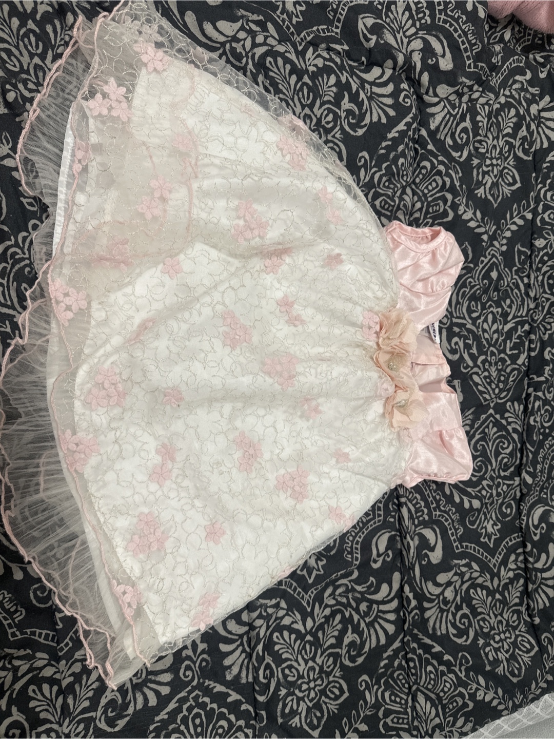 Pink & White Floral Lace Dress