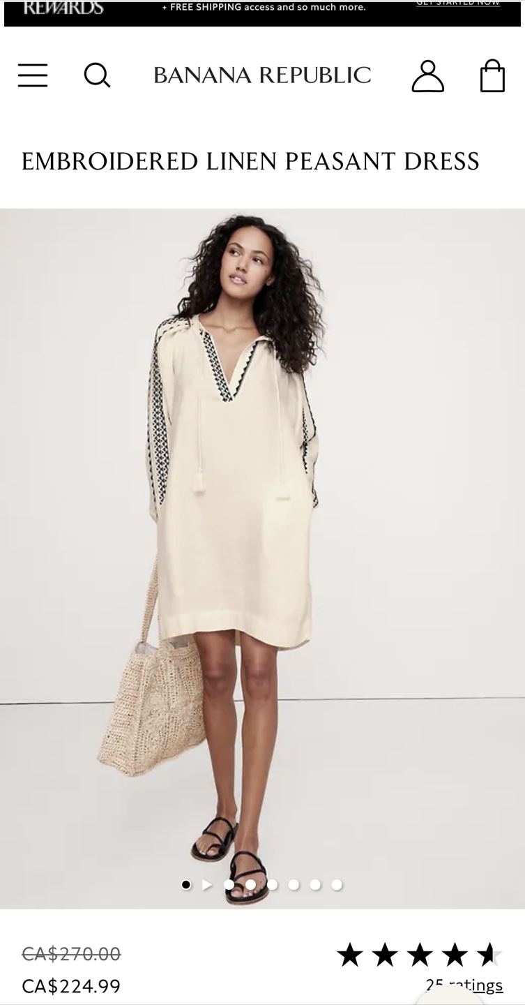 Banana Republic Embroidered Linen Peasant Dress - photo 3