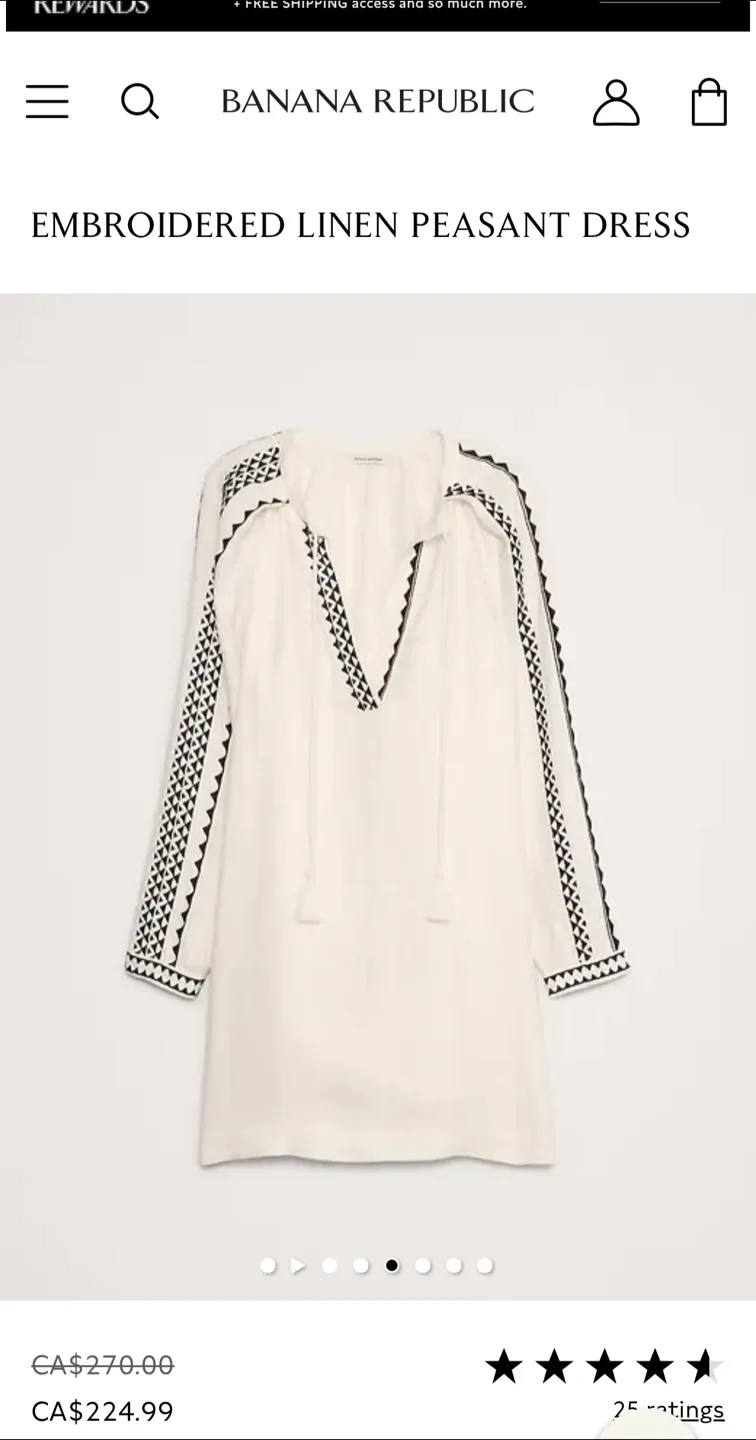 Banana Republic Embroidered Linen Peasant Dress thumbnail