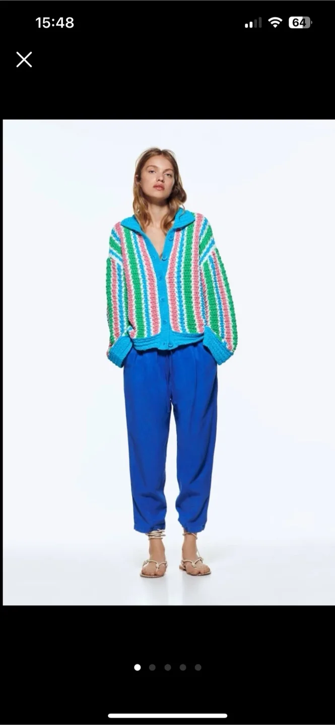 Linen blend cropped pants (L) thumbnail