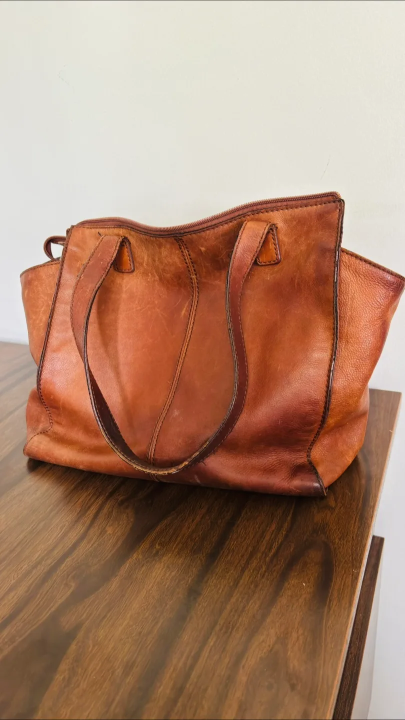 Fossil Leather Tote Bag - Brown thumbnail